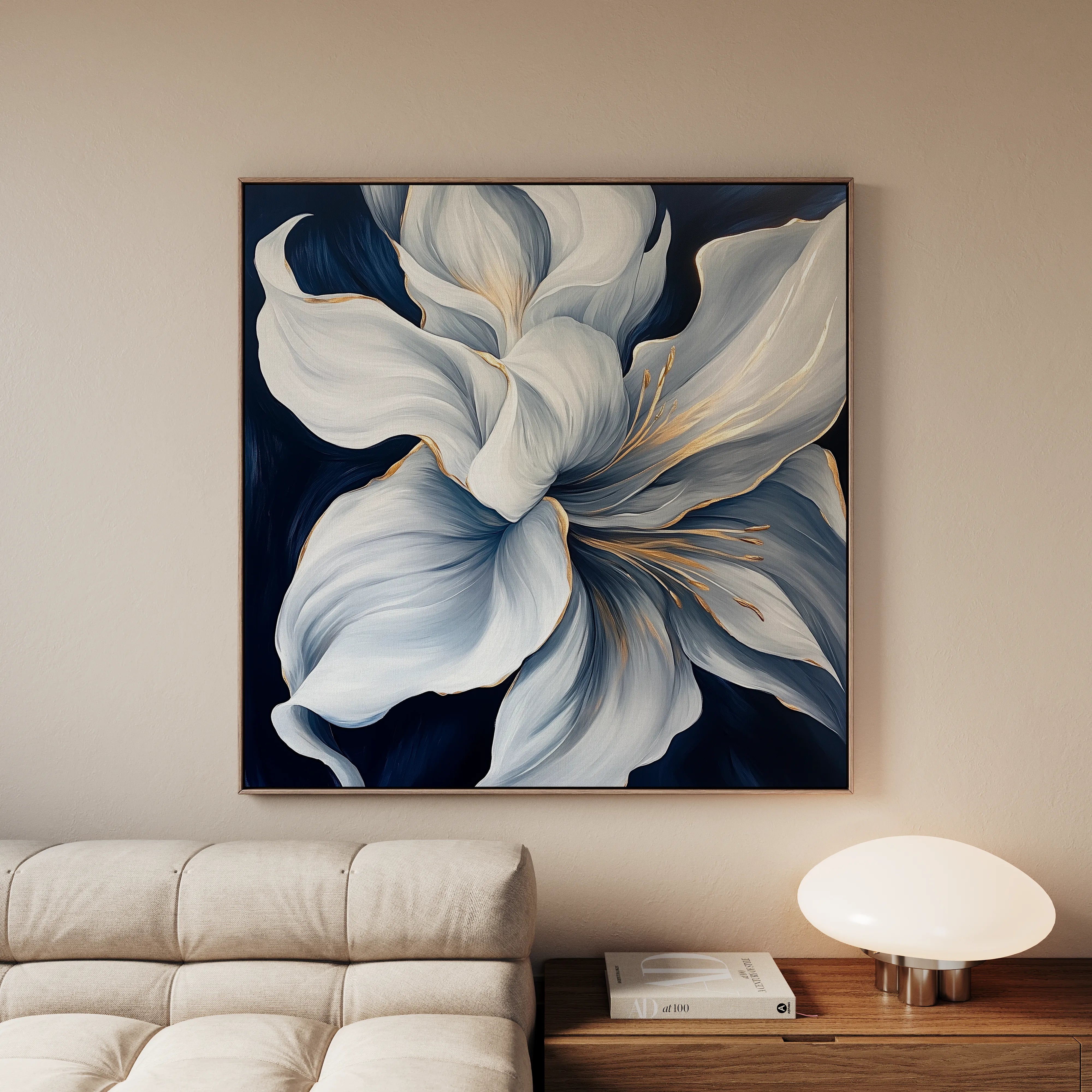 Floral 1341 Canvas Art 16" x 16" / 40 x 40 cm / Black