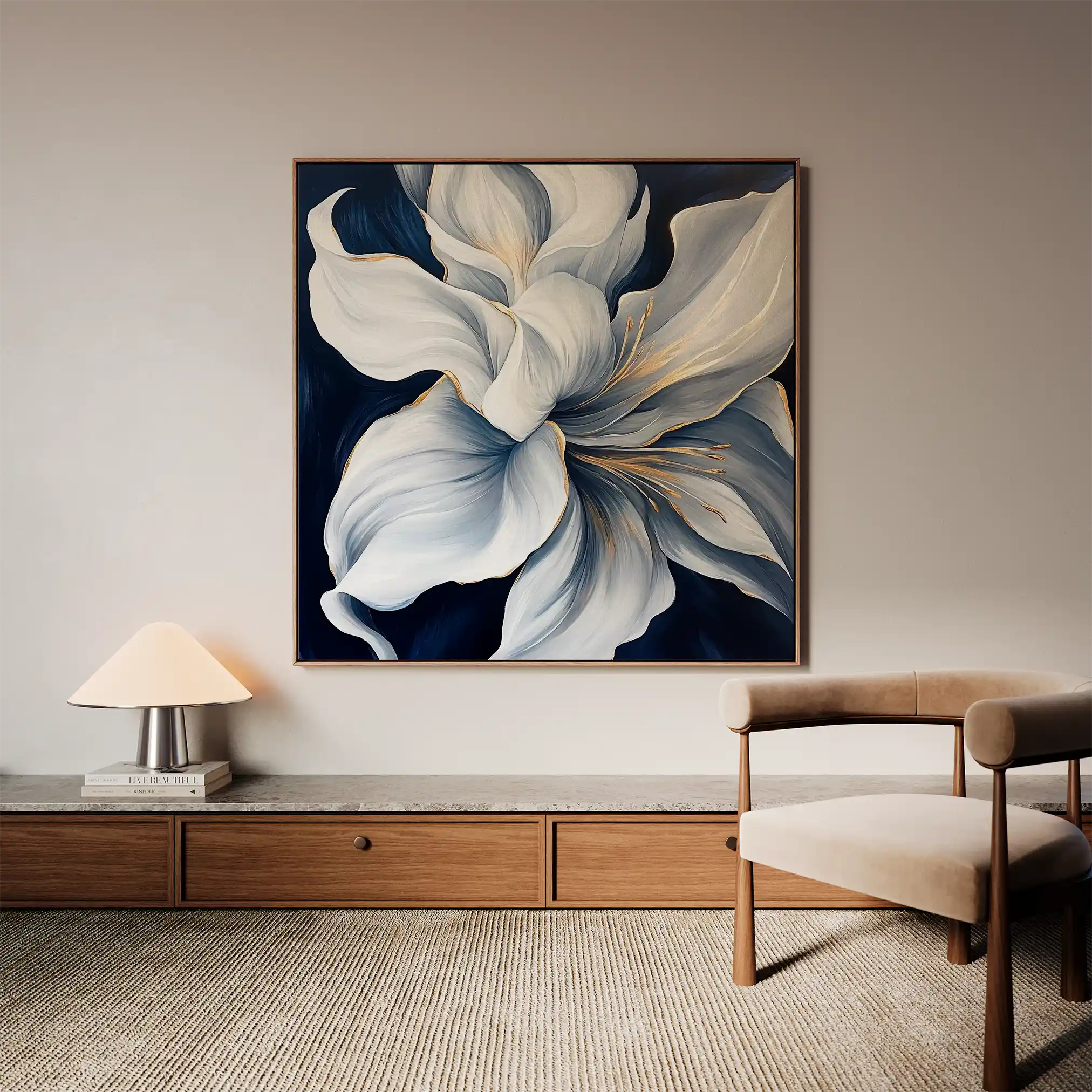Floral 1341 Canvas Art 60 x 60 cm / Black