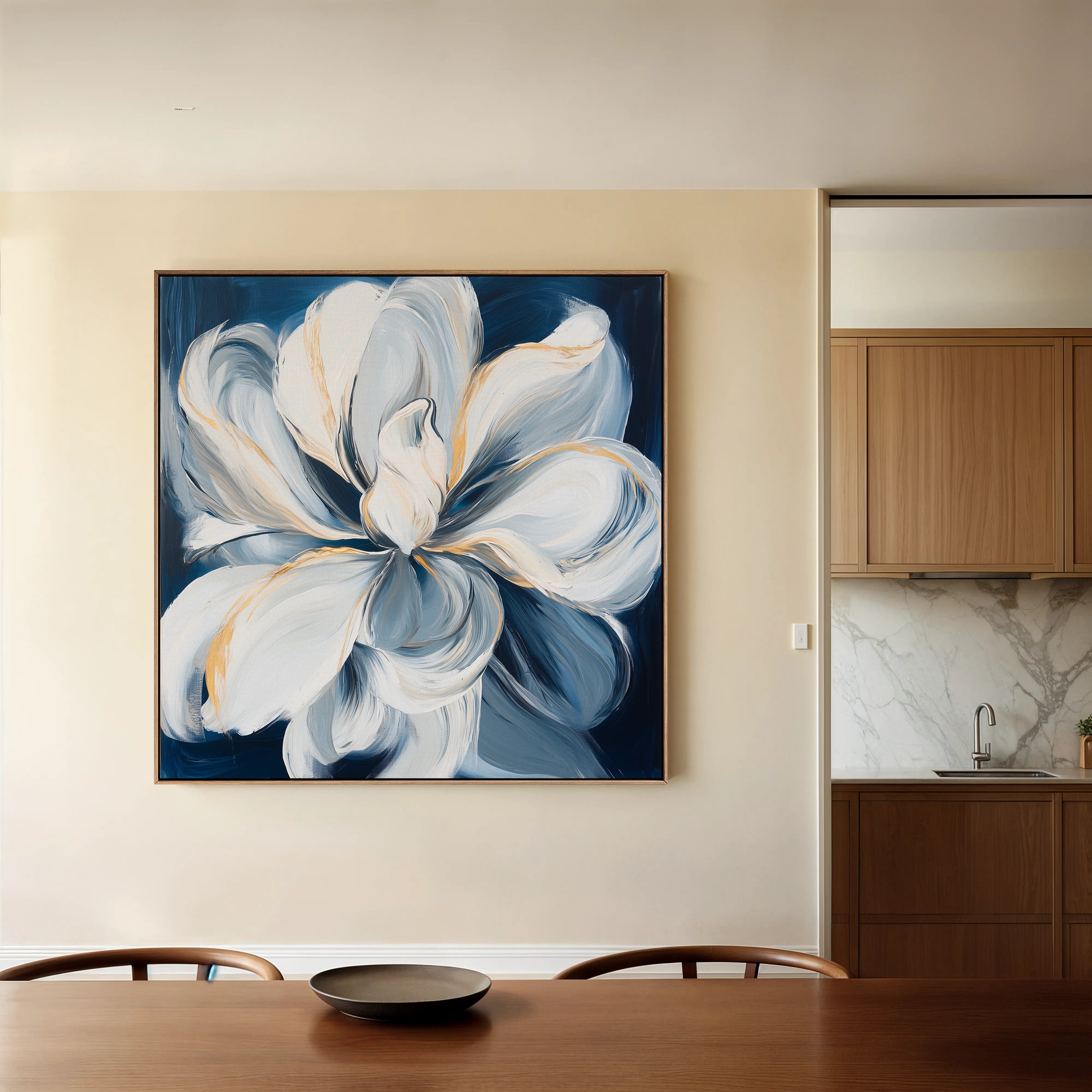 Floral 1342 Canvas Art 16" x 16" / 40 x 40 cm / Black