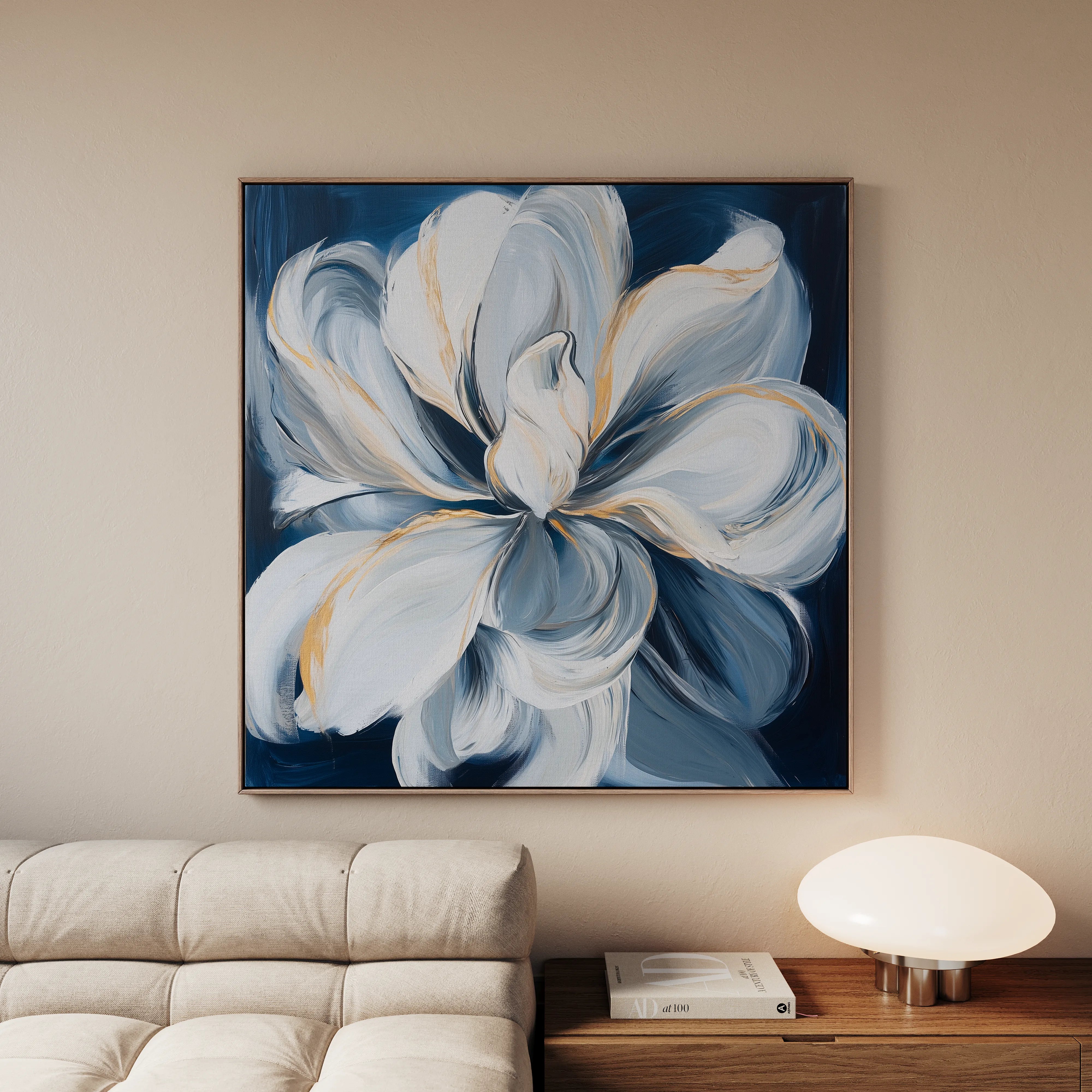 Floral 1342 Canvas Art 16" x 16" / 40 x 40 cm / Black