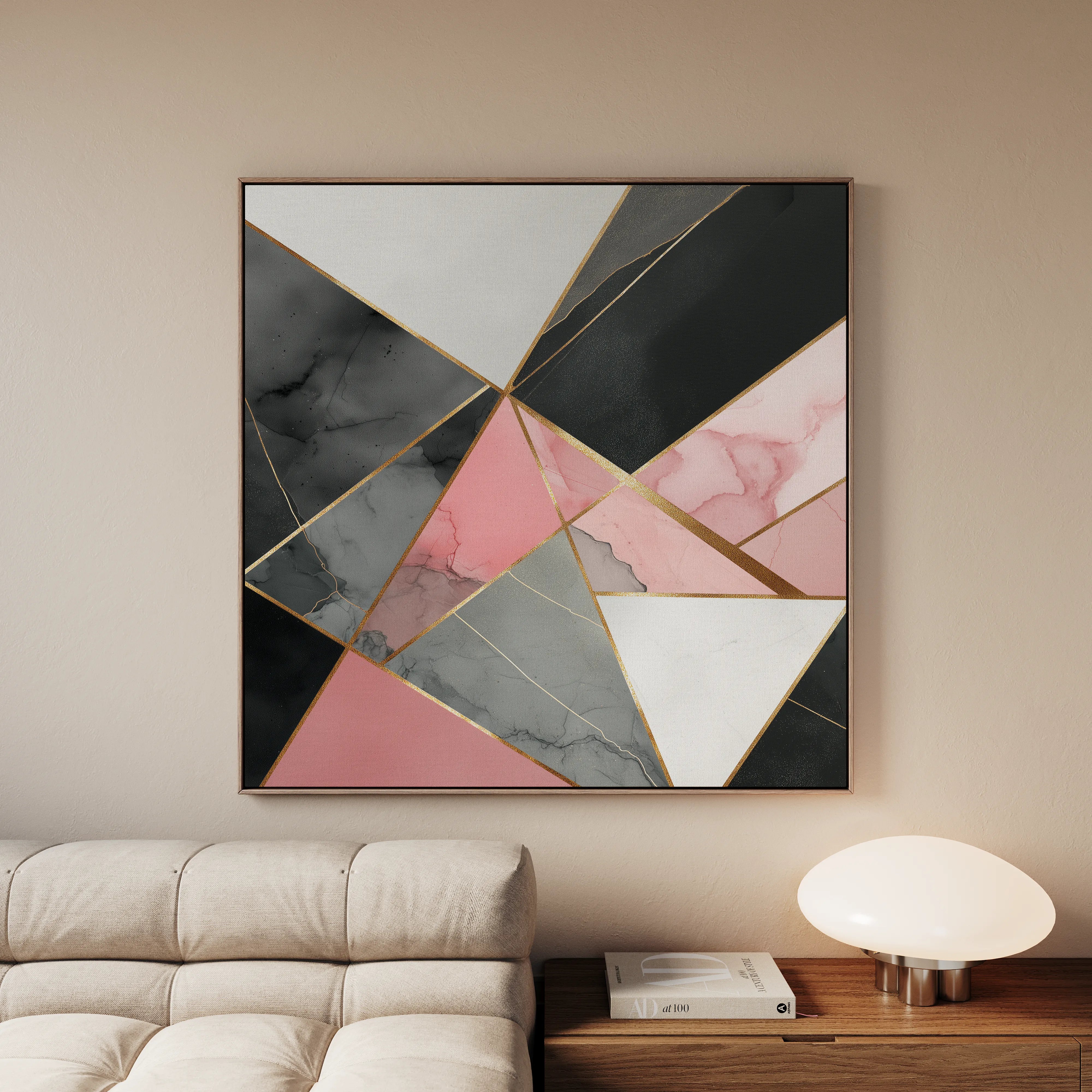 Abstract 1343 Canvas Art 16" x 16" / 40 x 40 cm / Black