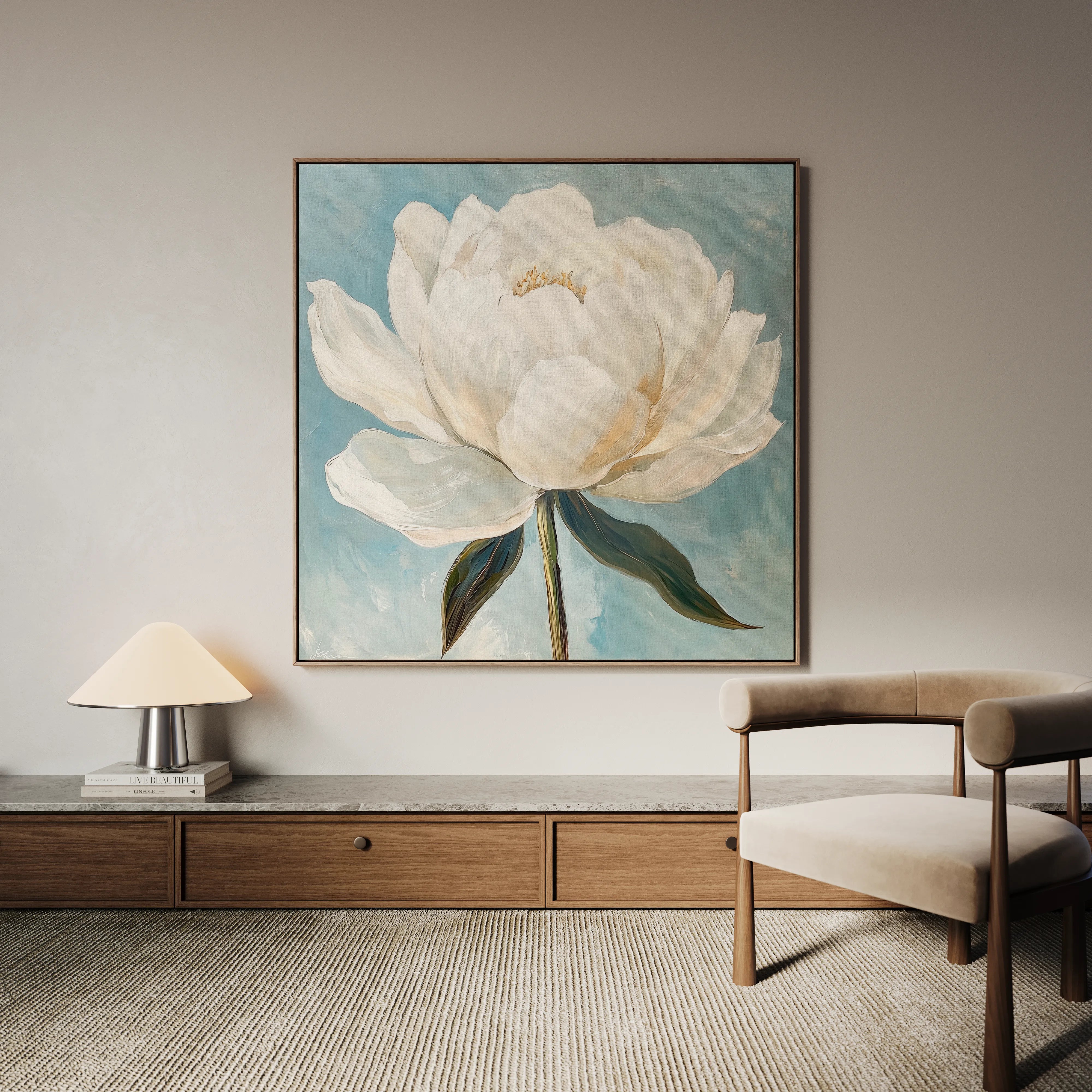 Floral 1343 Canvas Art 16" x 16" / 40 x 40 cm / Black