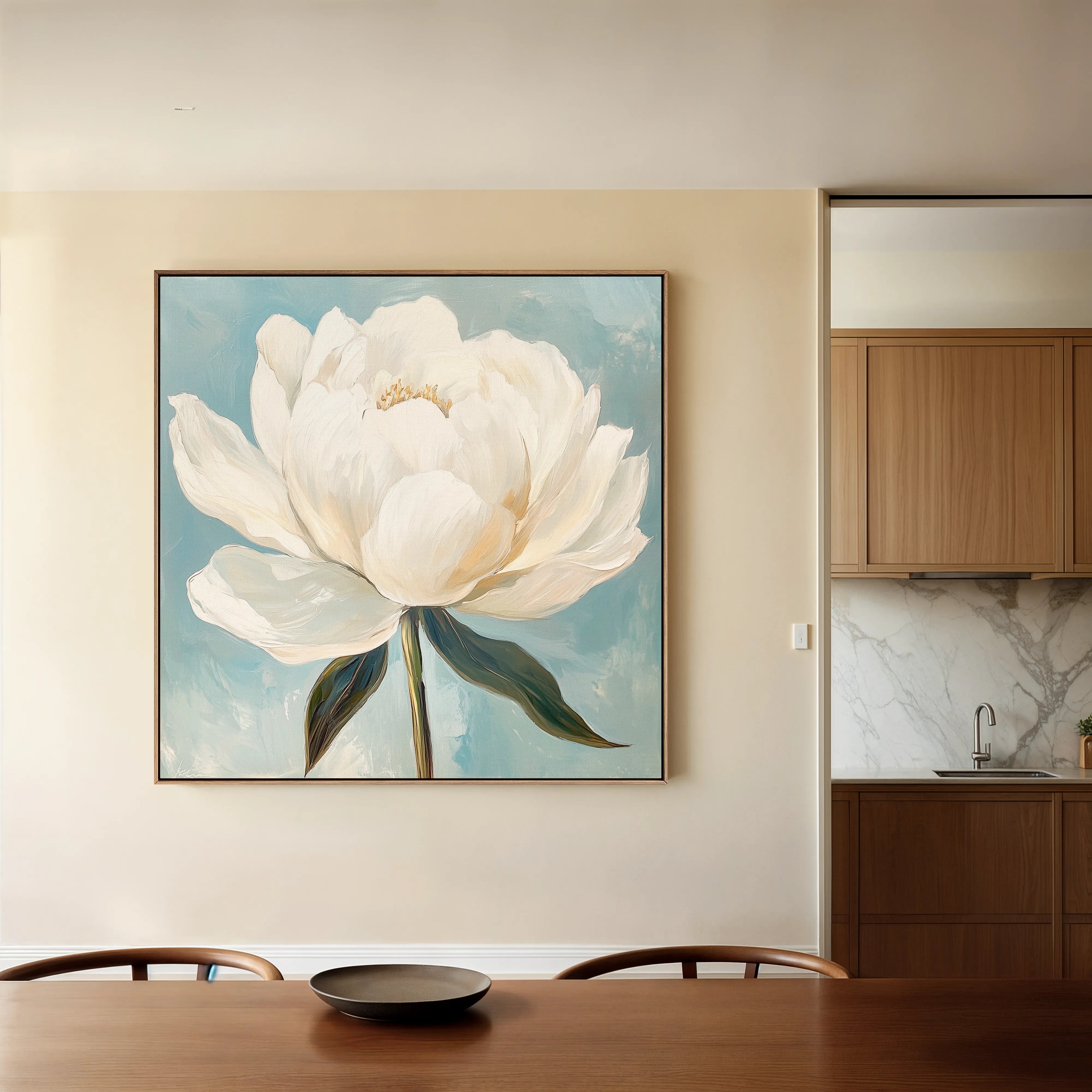 Floral 1343 Canvas Art 16" x 16" / 40 x 40 cm / Black