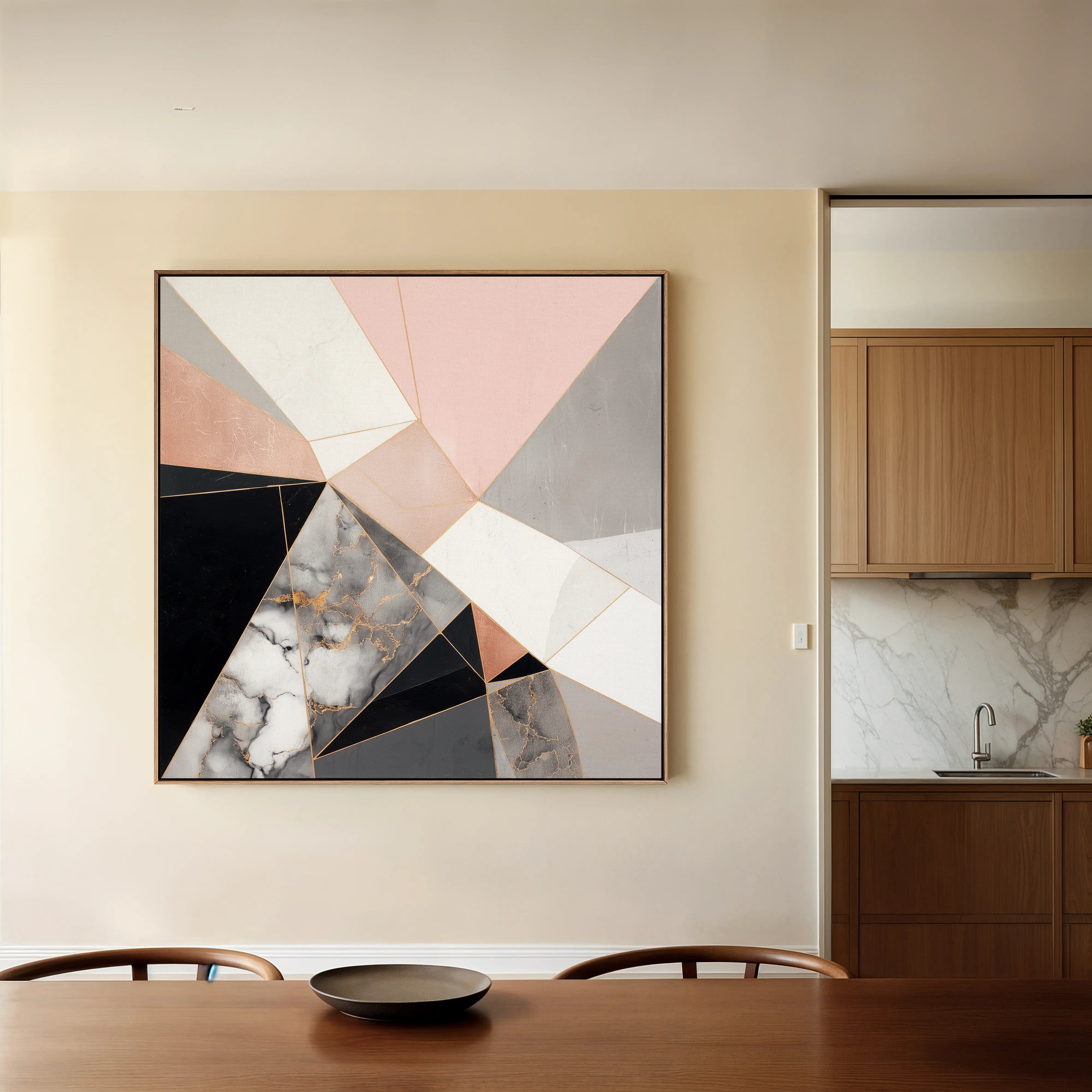 Abstract 1344 Canvas Art 16" x 16" / 40 x 40 cm / Black