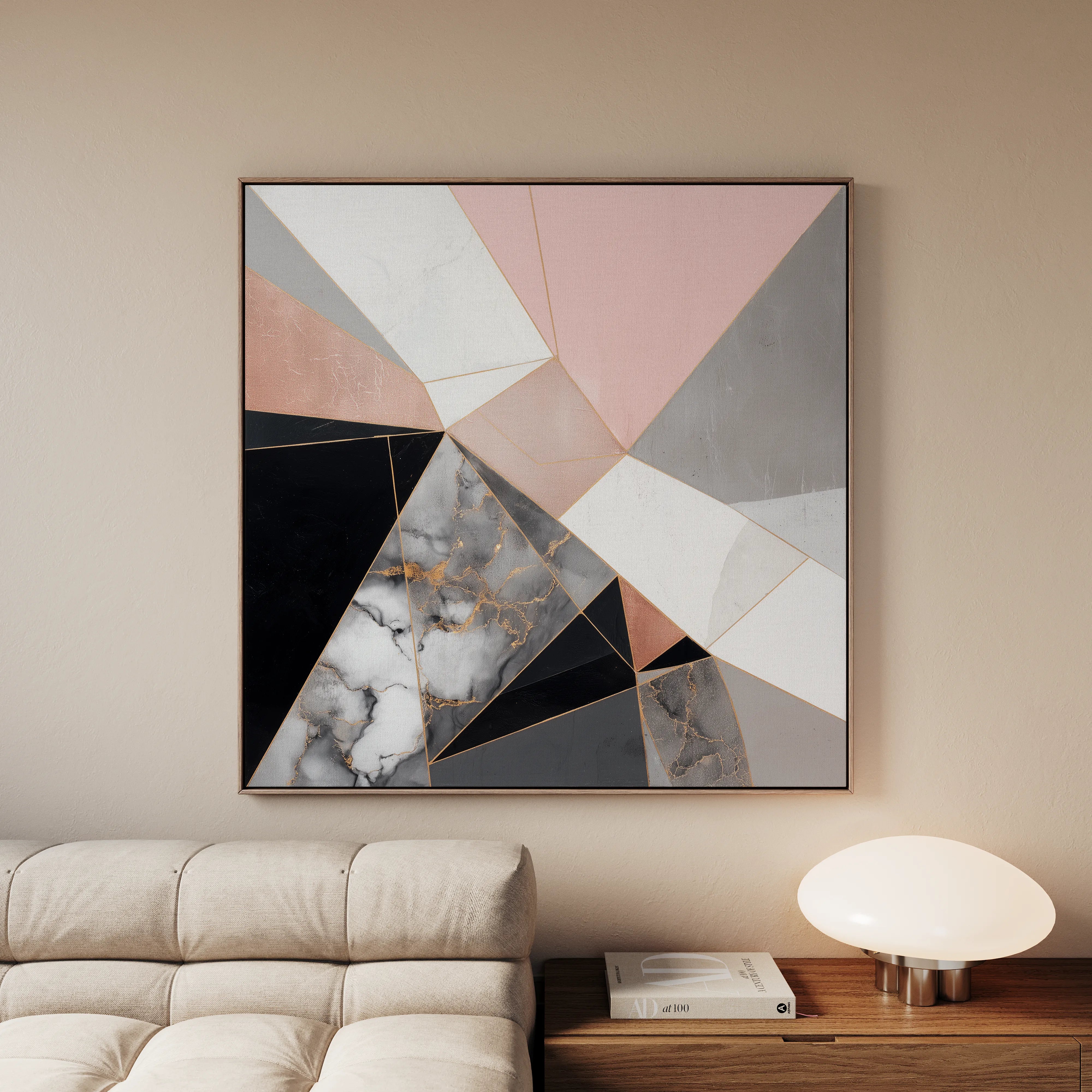 Abstract 1344 Canvas Art 16" x 16" / 40 x 40 cm / Black