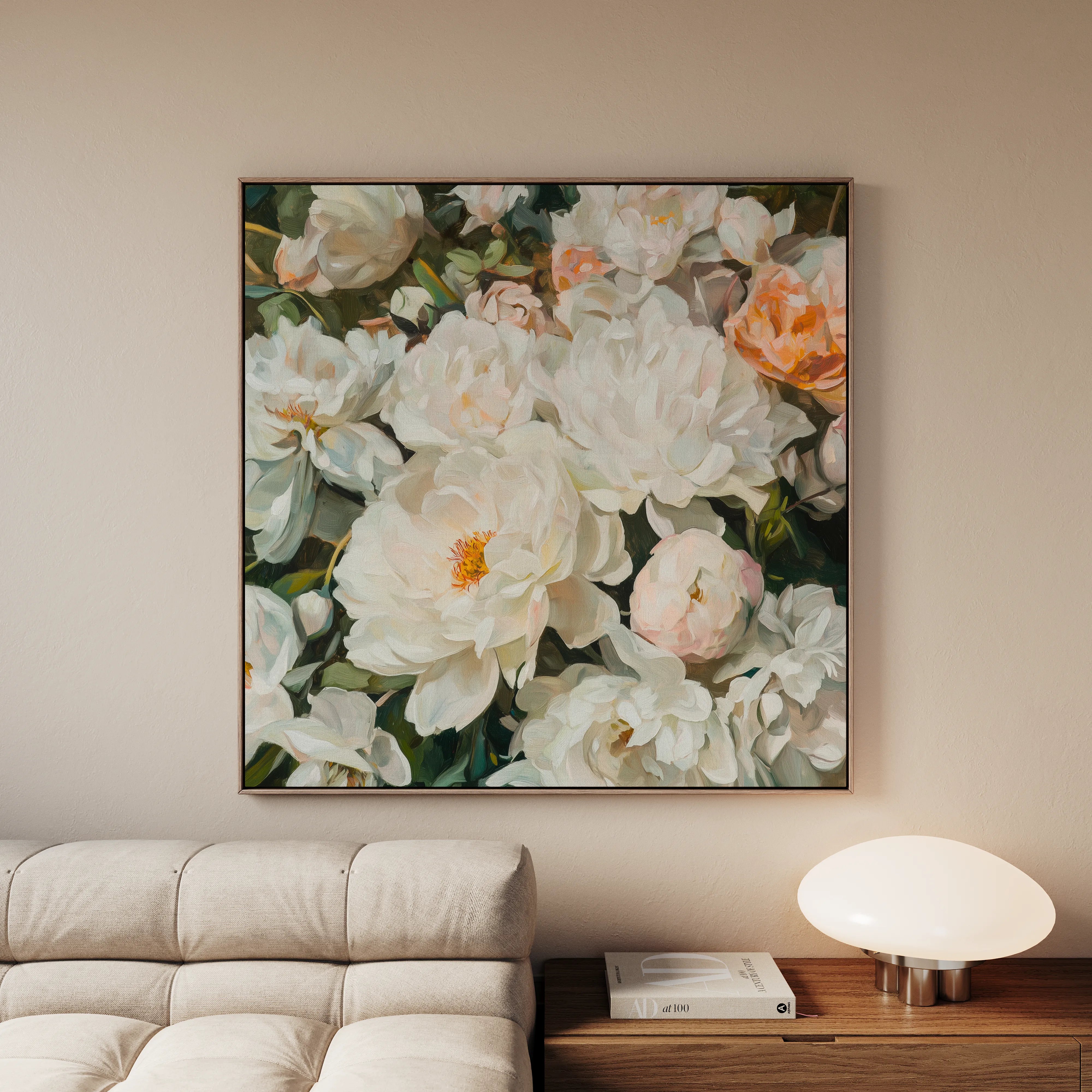 Floral 1344 Canvas Art 16" x 16" / 40 x 40 cm / Black