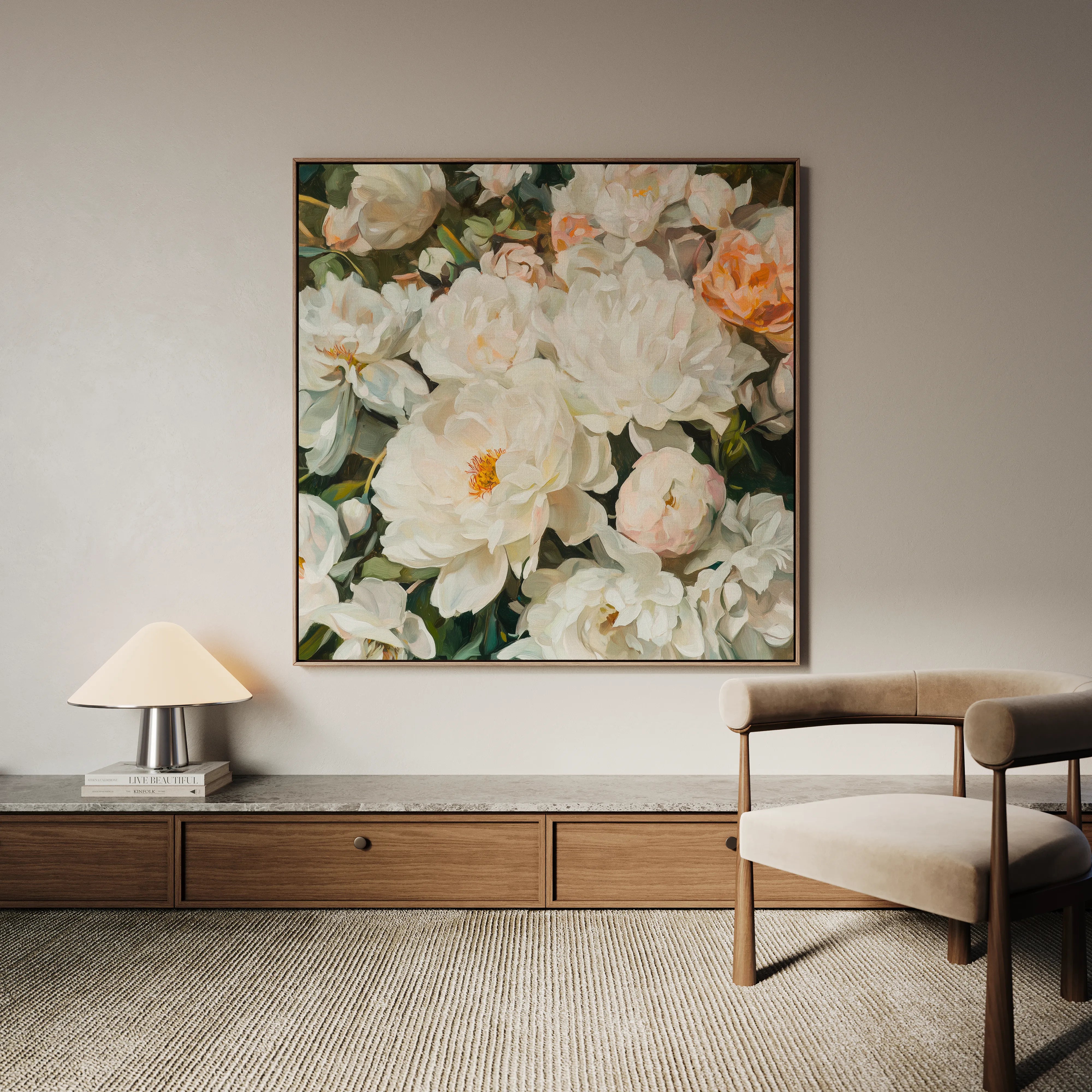 Floral 1344 Canvas Art 16" x 16" / 40 x 40 cm / Black
