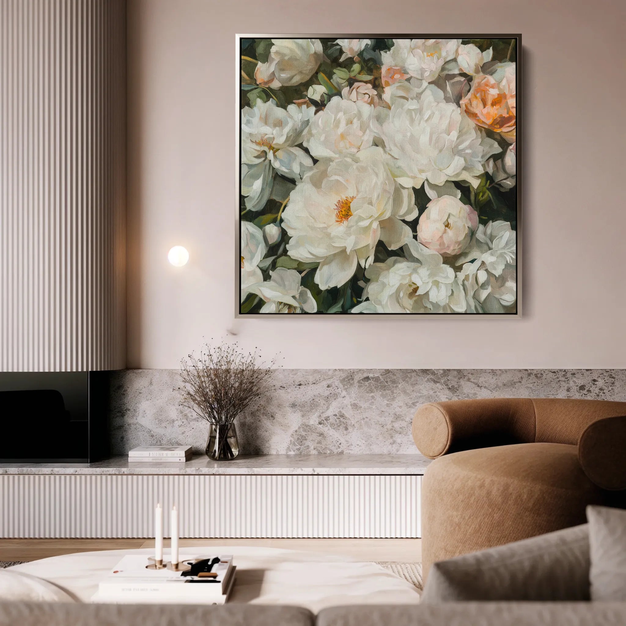 Floral 1344 Canvas Art 16" x 16" / 40 x 40 cm / Black