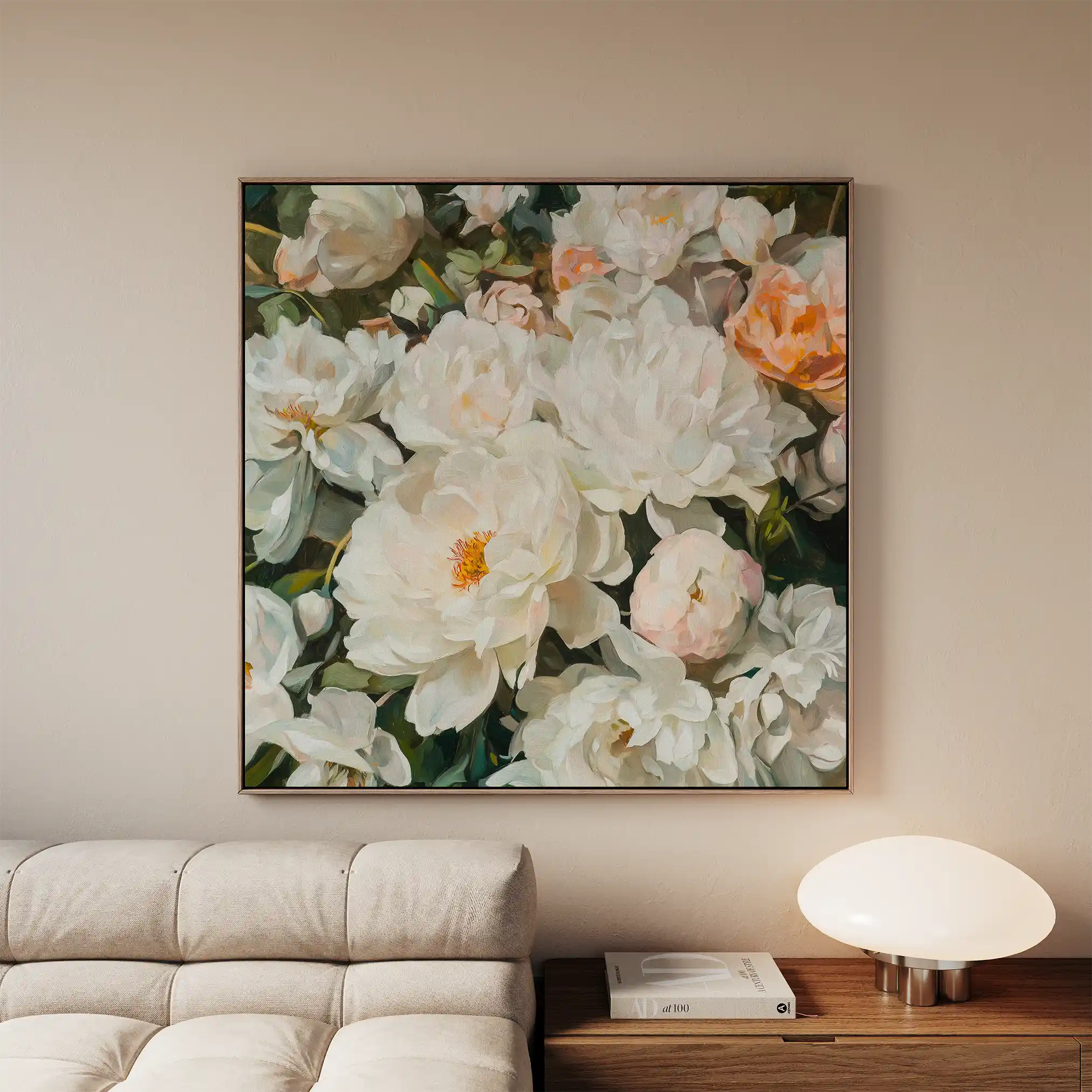 Floral 1344 Canvas Art 60 x 60 cm / Black