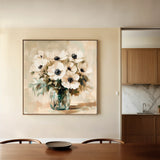 Floral 1345 Canvas Art 16" x 16" / 40 x 40 cm / Black