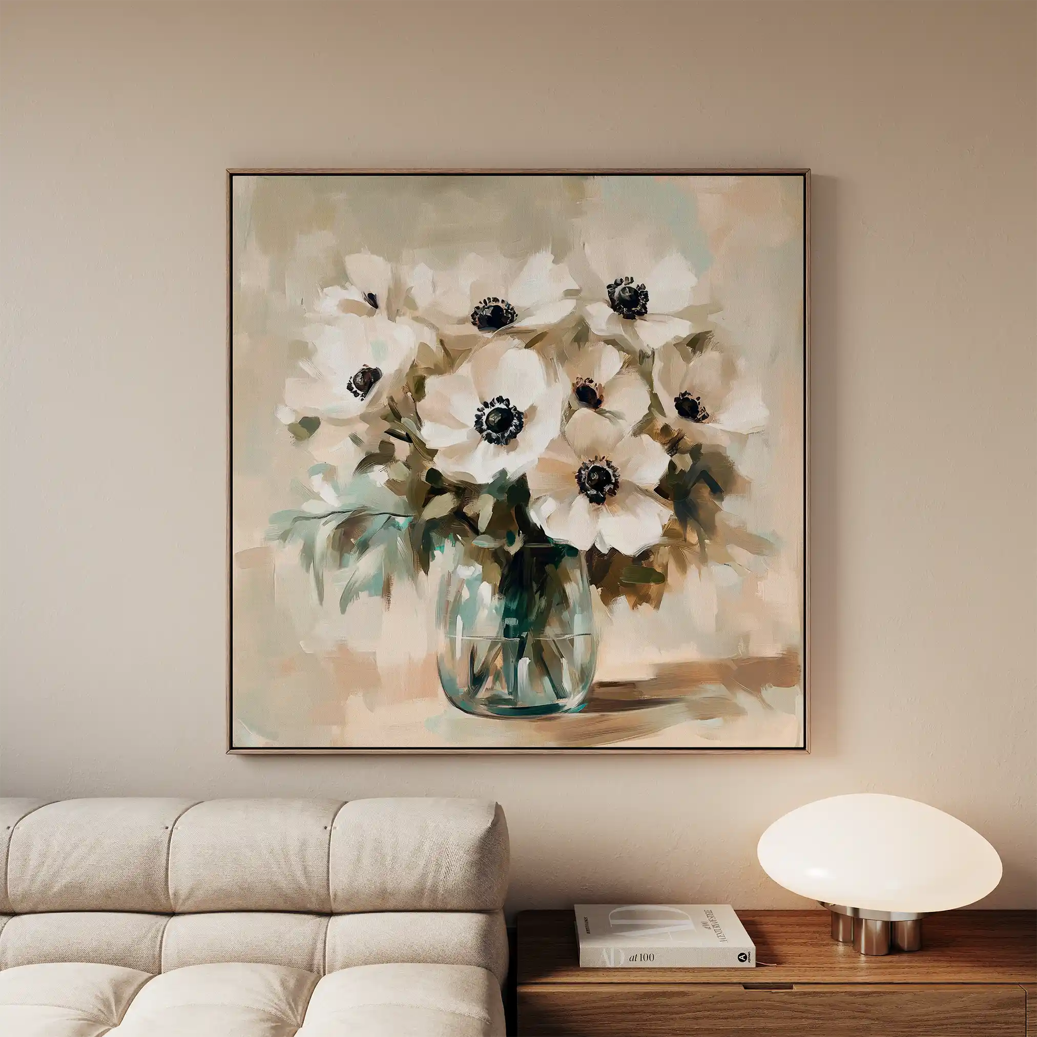 Floral 1345 Canvas Art 16" x 16" / 40 x 40 cm / Black