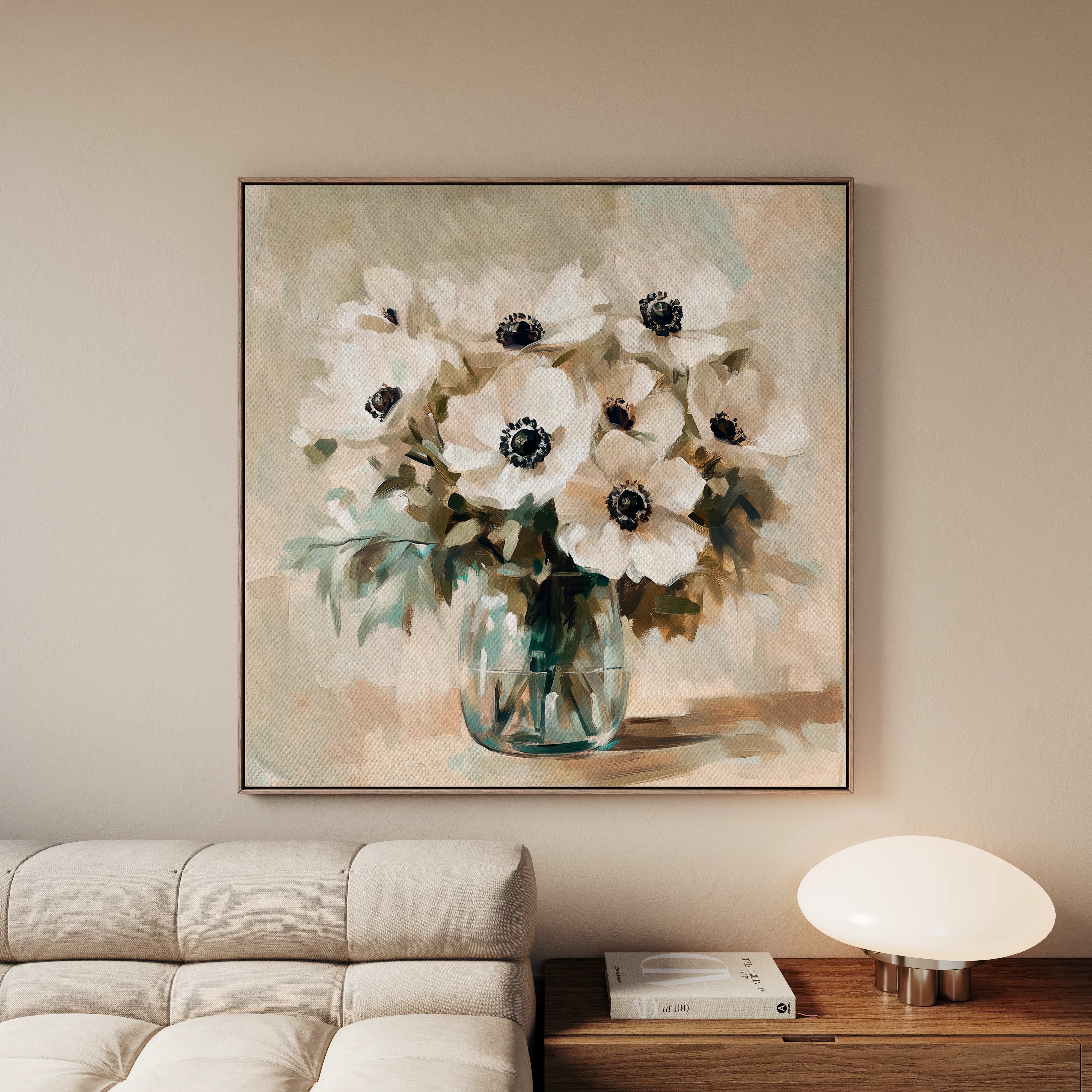 Floral 1345 Canvas Art 16" x 16" / 40 x 40 cm / Black