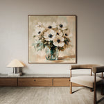 Floral 1345 Canvas Art 16" x 16" / 40 x 40 cm / Black