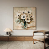 Floral 1345 Canvas Art 16" x 16" / 40 x 40 cm / Black
