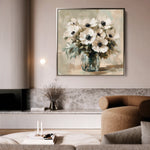 Floral 1345 Canvas Art 16" x 16" / 40 x 40 cm / Black