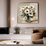 Floral 1345 Canvas Art 16" x 16" / 40 x 40 cm / Black
