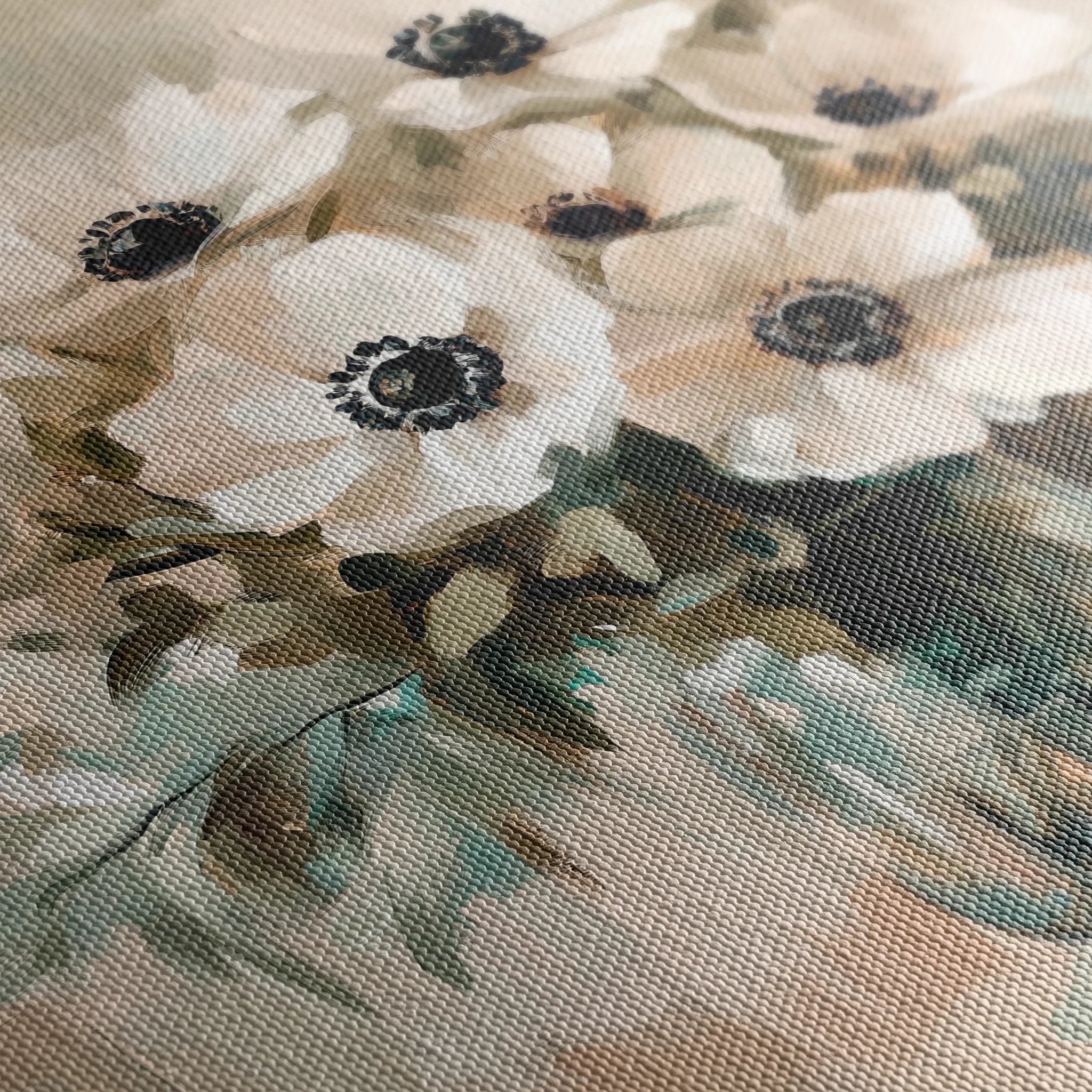 Floral 1345 Canvas Art 16" x 16" / 40 x 40 cm / Black
