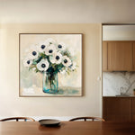 Floral 1346 Canvas Art 16" x 16" / 40 x 40 cm / Black
