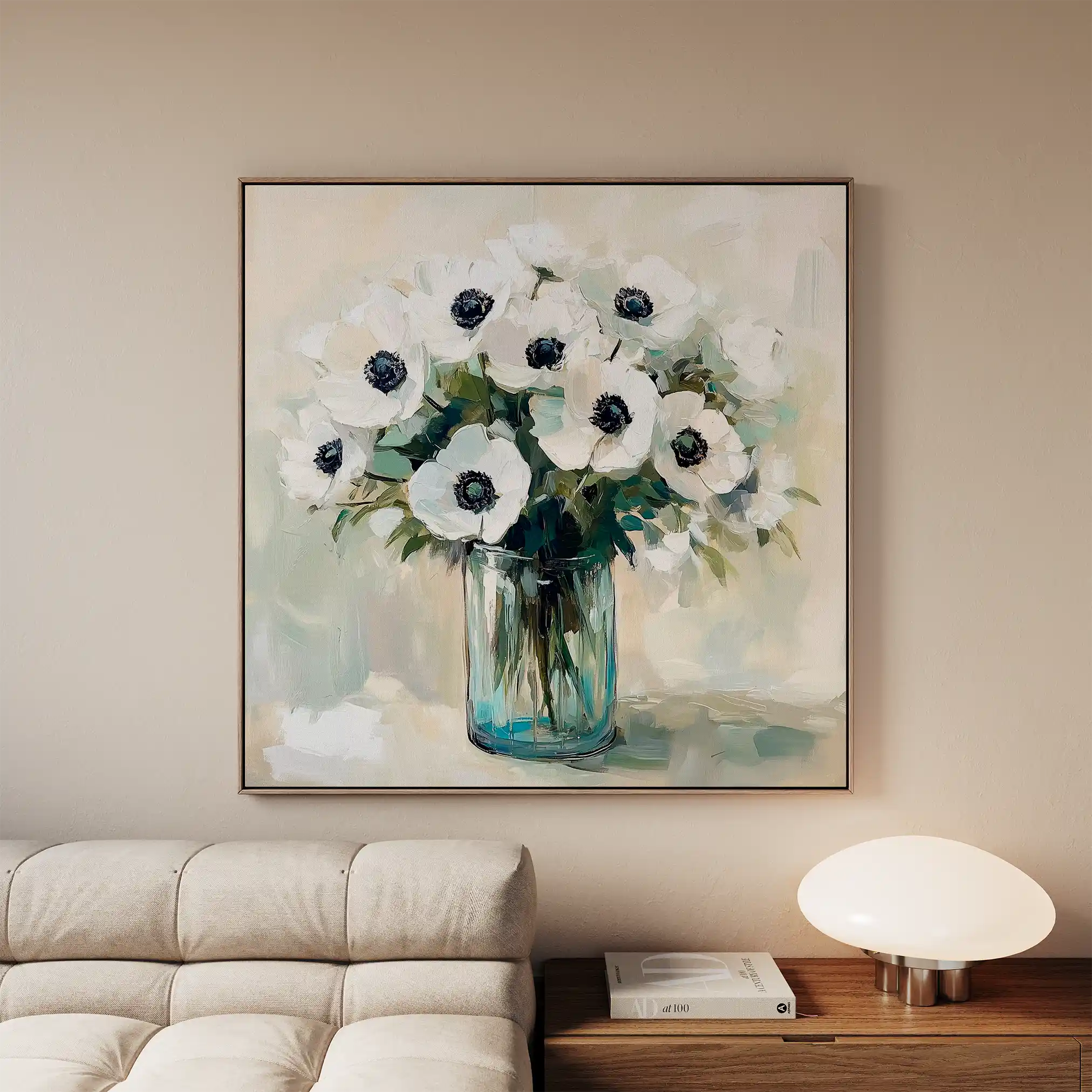 Floral 1346 Canvas Art 16" x 16" / 40 x 40 cm / Black