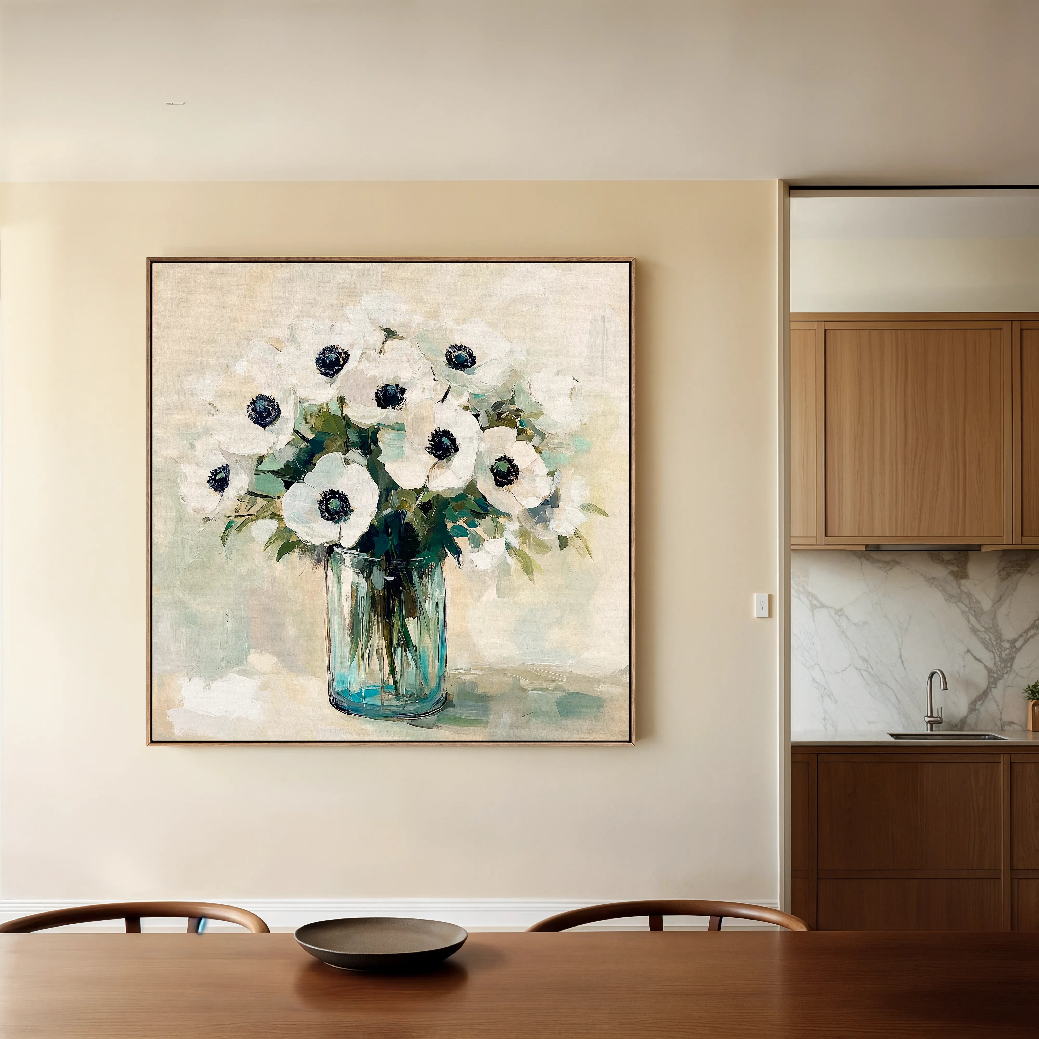 Floral 1346 Canvas Art 16" x 16" / 40 x 40 cm / Black