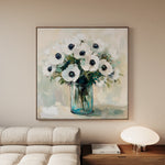 Floral 1346 Canvas Art 16" x 16" / 40 x 40 cm / Black