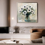 Floral 1346 Canvas Art 16" x 16" / 40 x 40 cm / Black