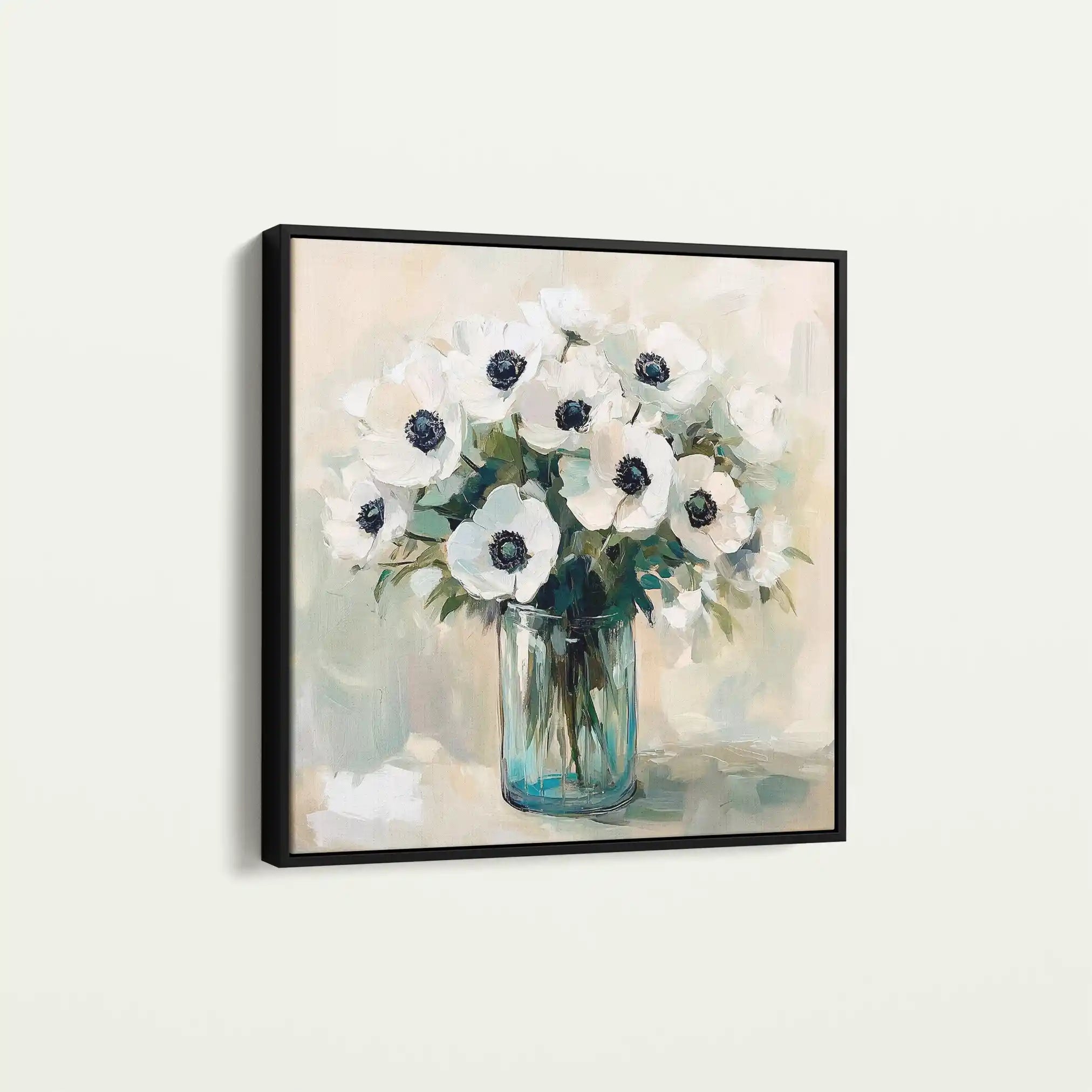 Floral 1346 Canvas Art 16" x 16" / 40 x 40 cm / Black
