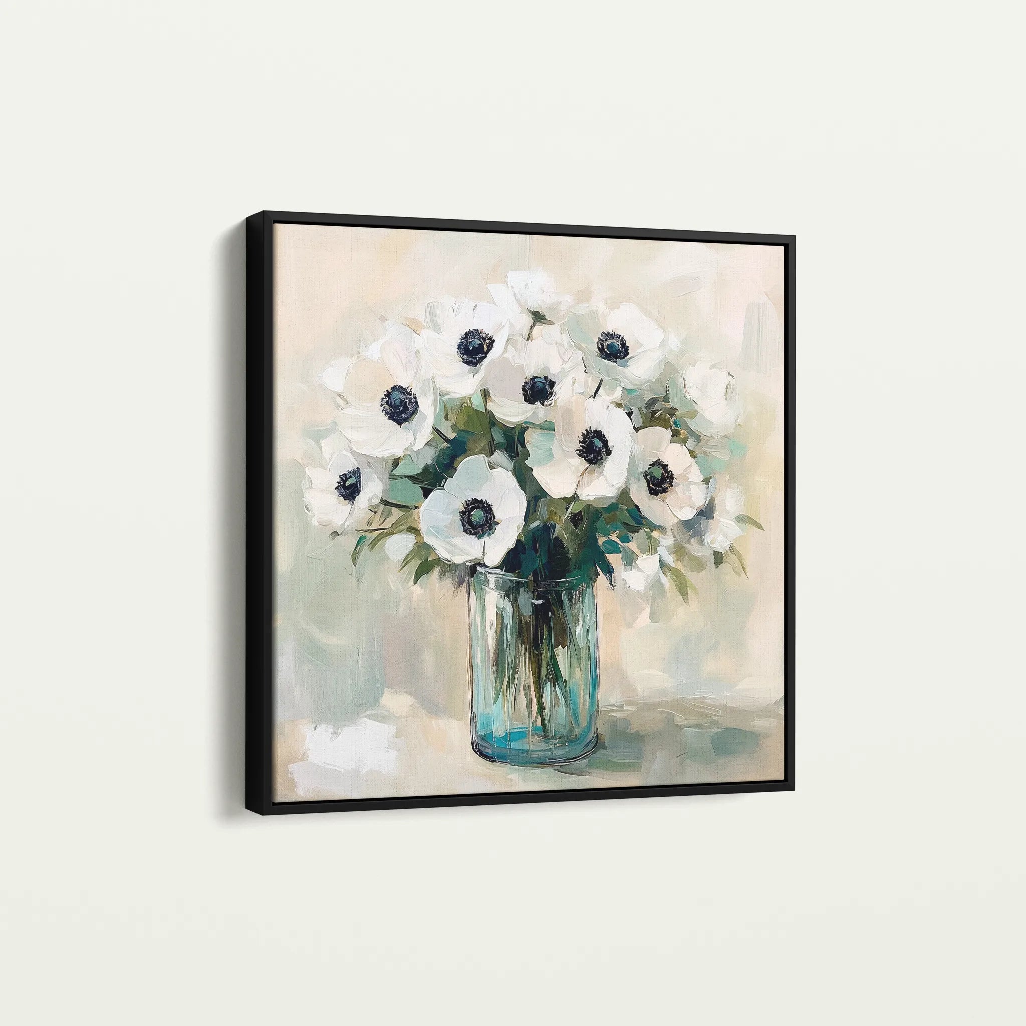 Floral 1346 Canvas Art 16" x 16" / 40 x 40 cm / Black