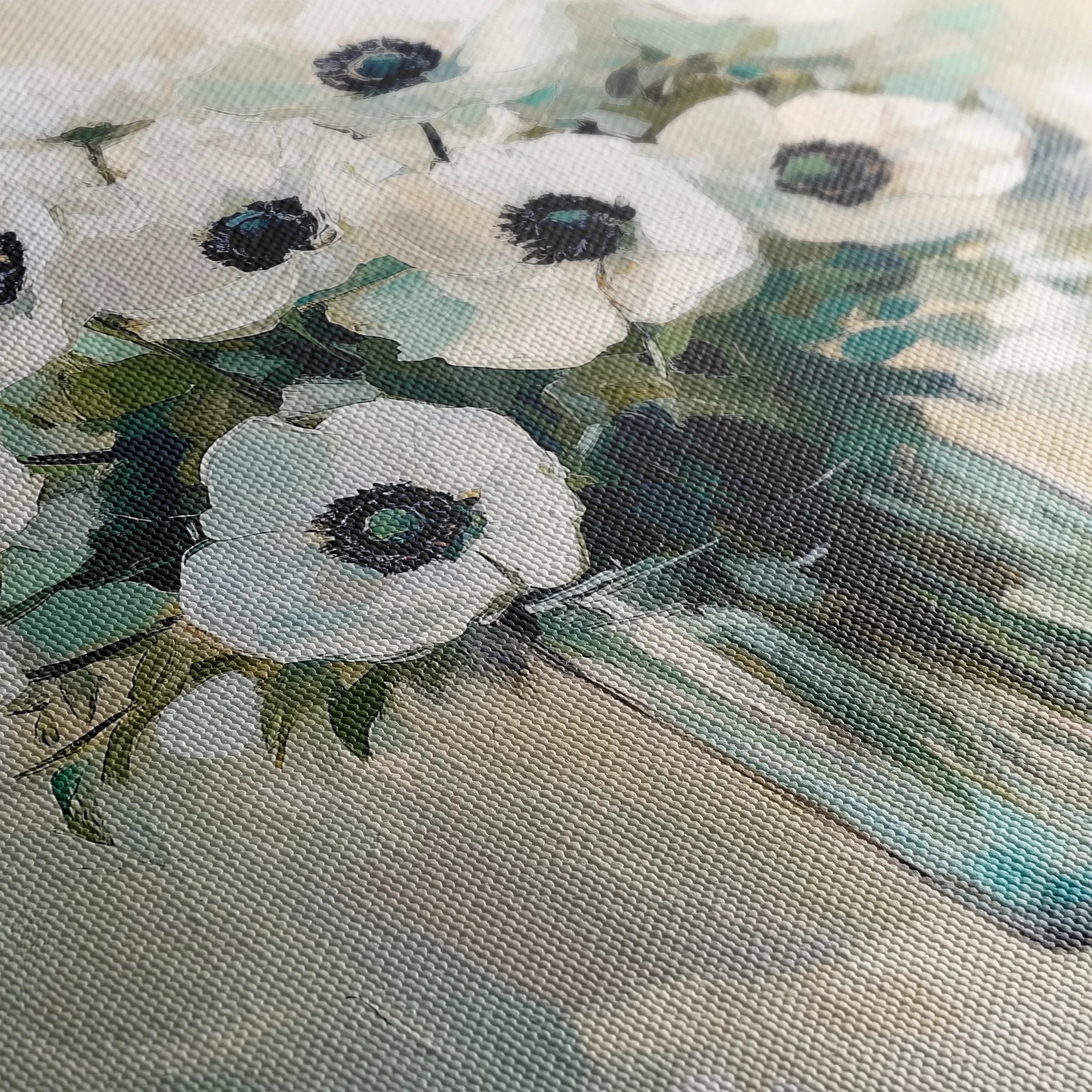 Floral 1346 Canvas Art 16" x 16" / 40 x 40 cm / Black