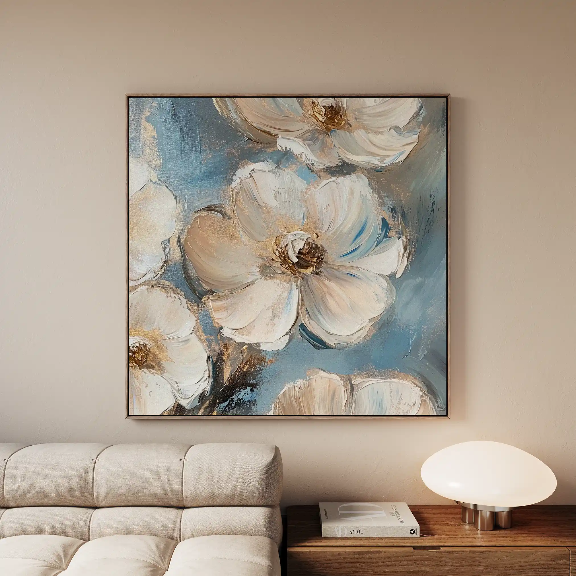 Floral 1348 Canvas Art 16" x 16" / 40 x 40 cm / Black