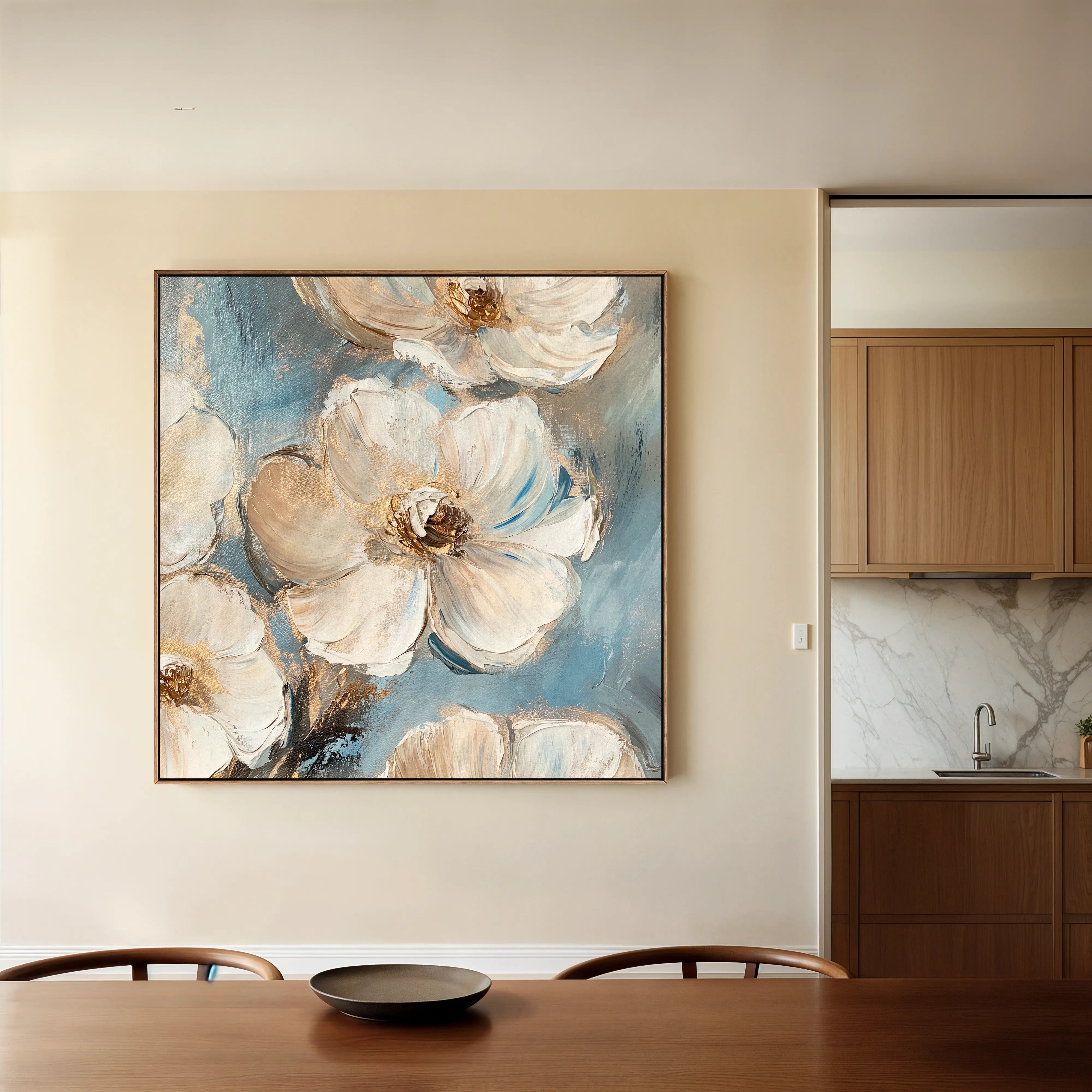 Floral 1348 Canvas Art 16" x 16" / 40 x 40 cm / Black