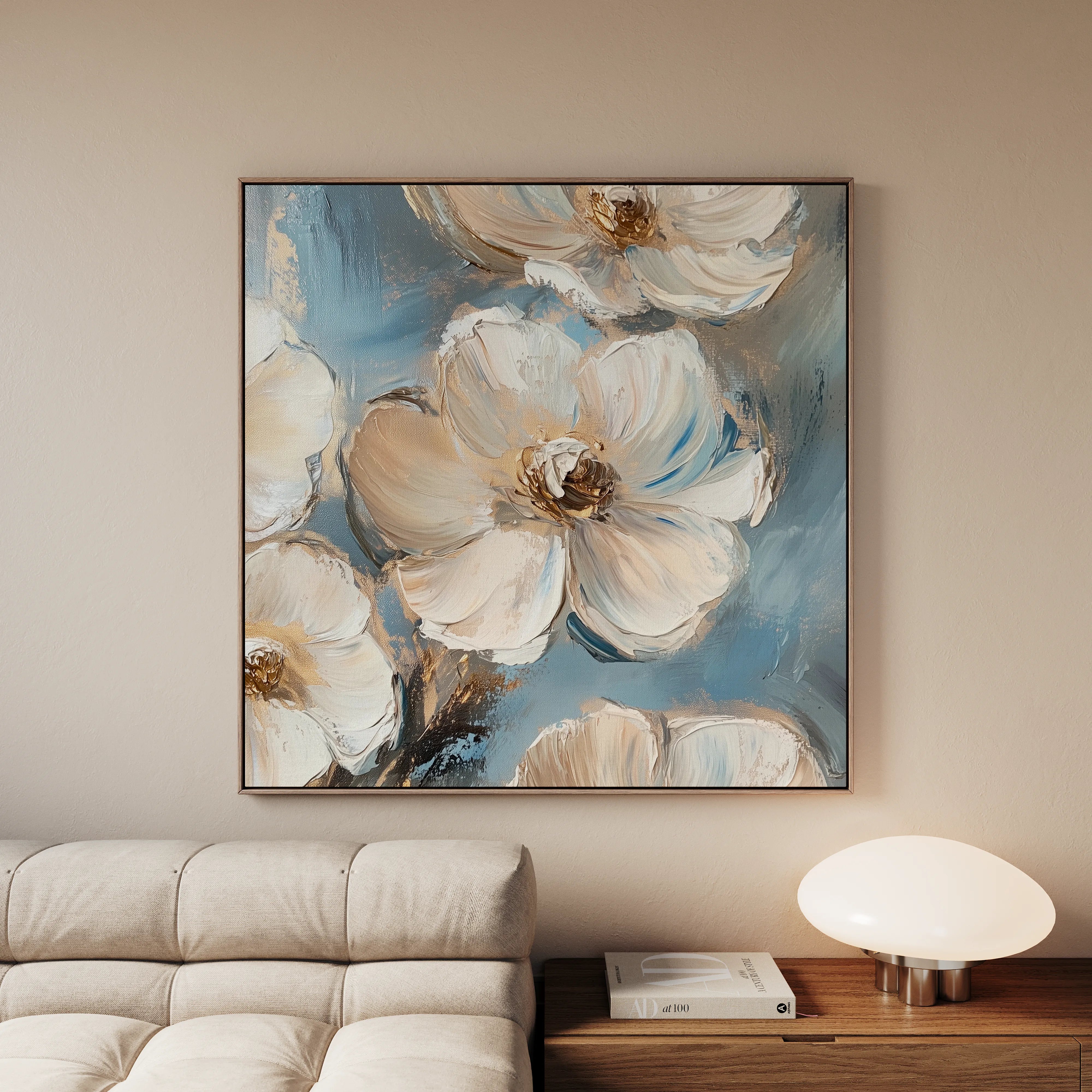 Floral 1348 Canvas Art 16" x 16" / 40 x 40 cm / Black