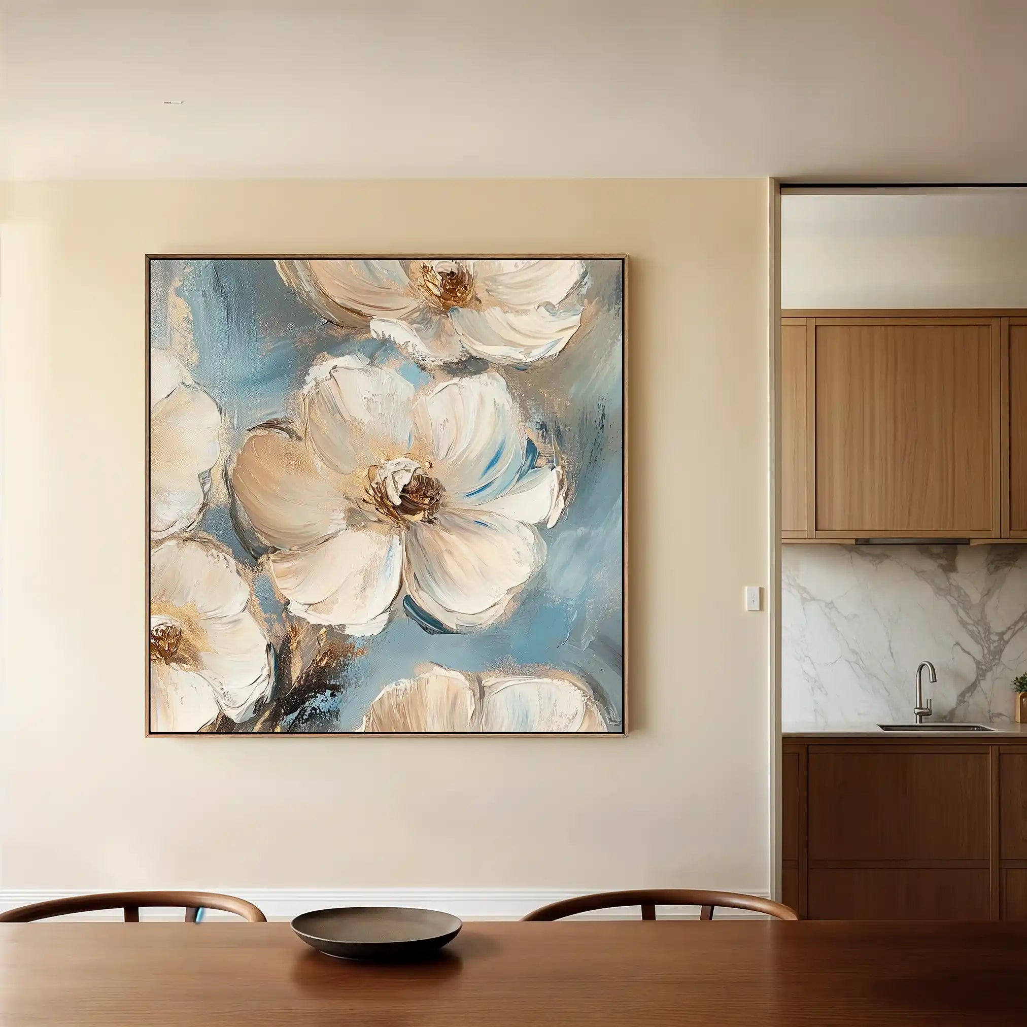 Floral 1348 Canvas Art 16" x 16" / 40 x 40 cm / Black