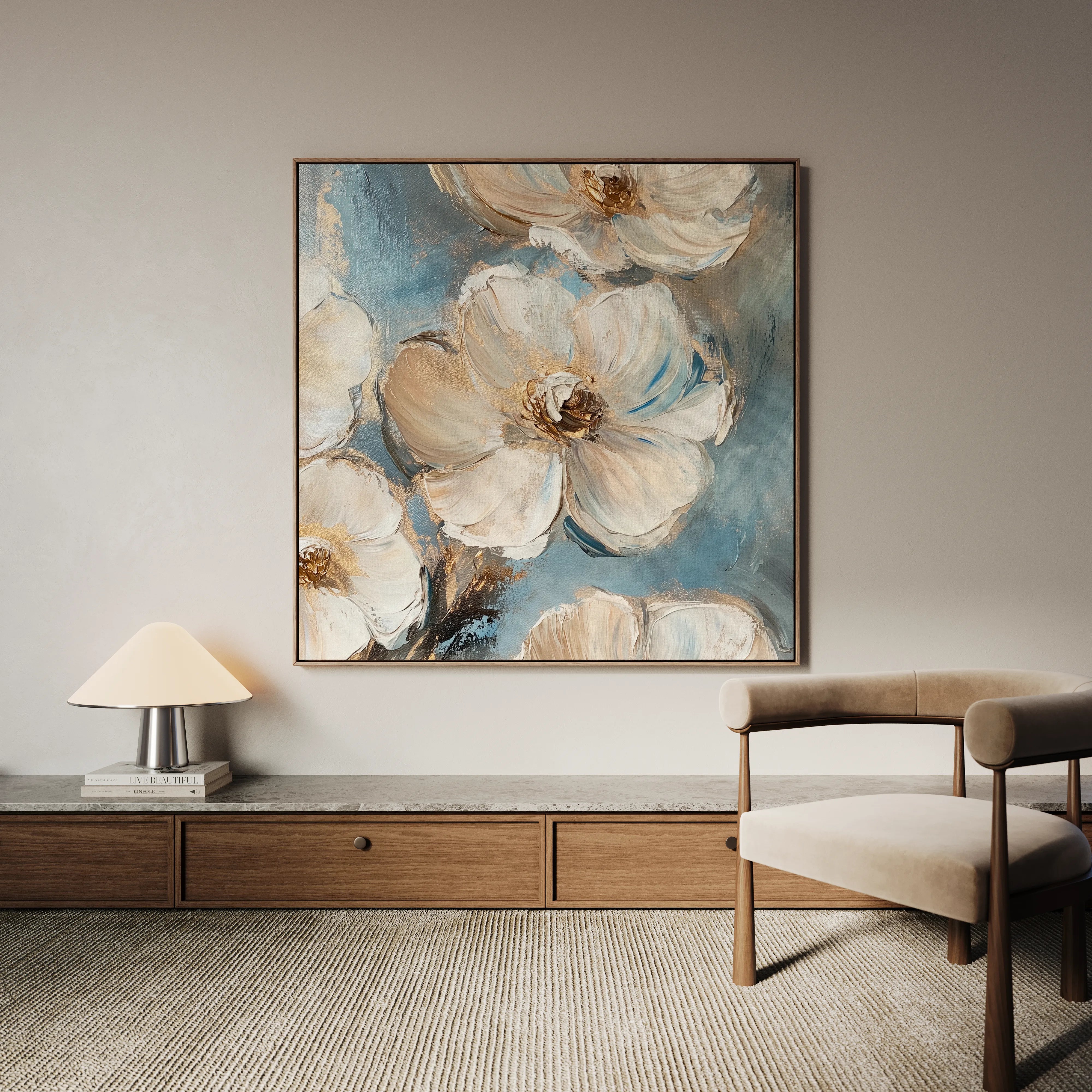 Floral 1348 Canvas Art 16" x 16" / 40 x 40 cm / Black