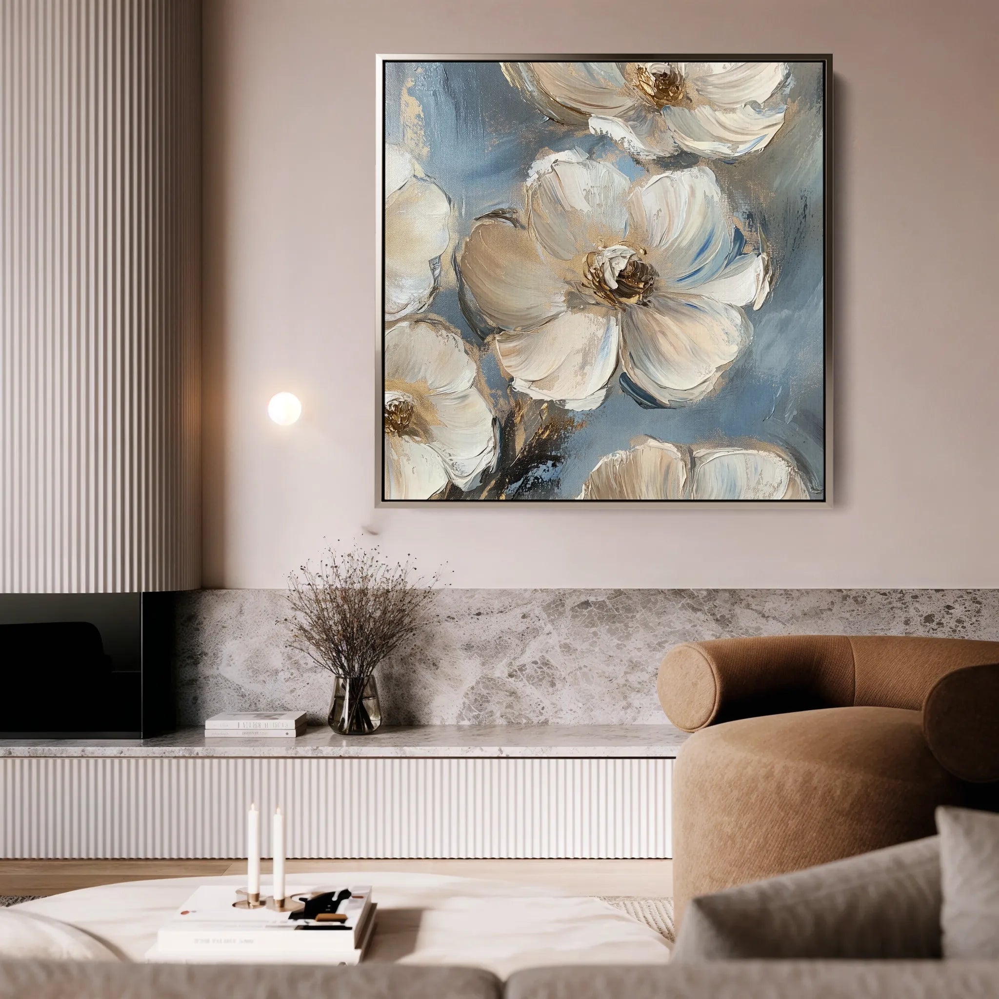 Floral 1348 Canvas Art 16" x 16" / 40 x 40 cm / Black