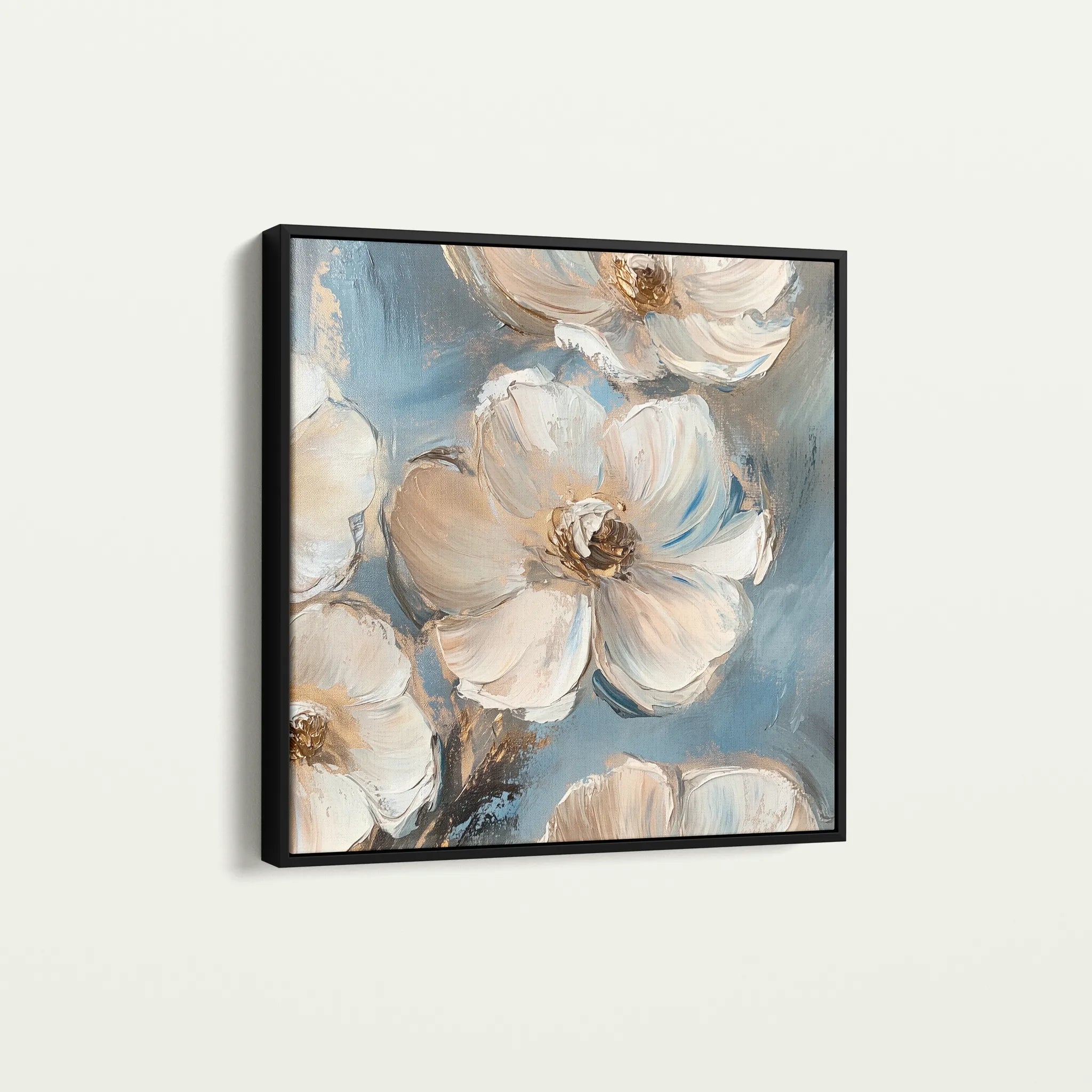 Floral 1348 Canvas Art 16" x 16" / 40 x 40 cm / Black