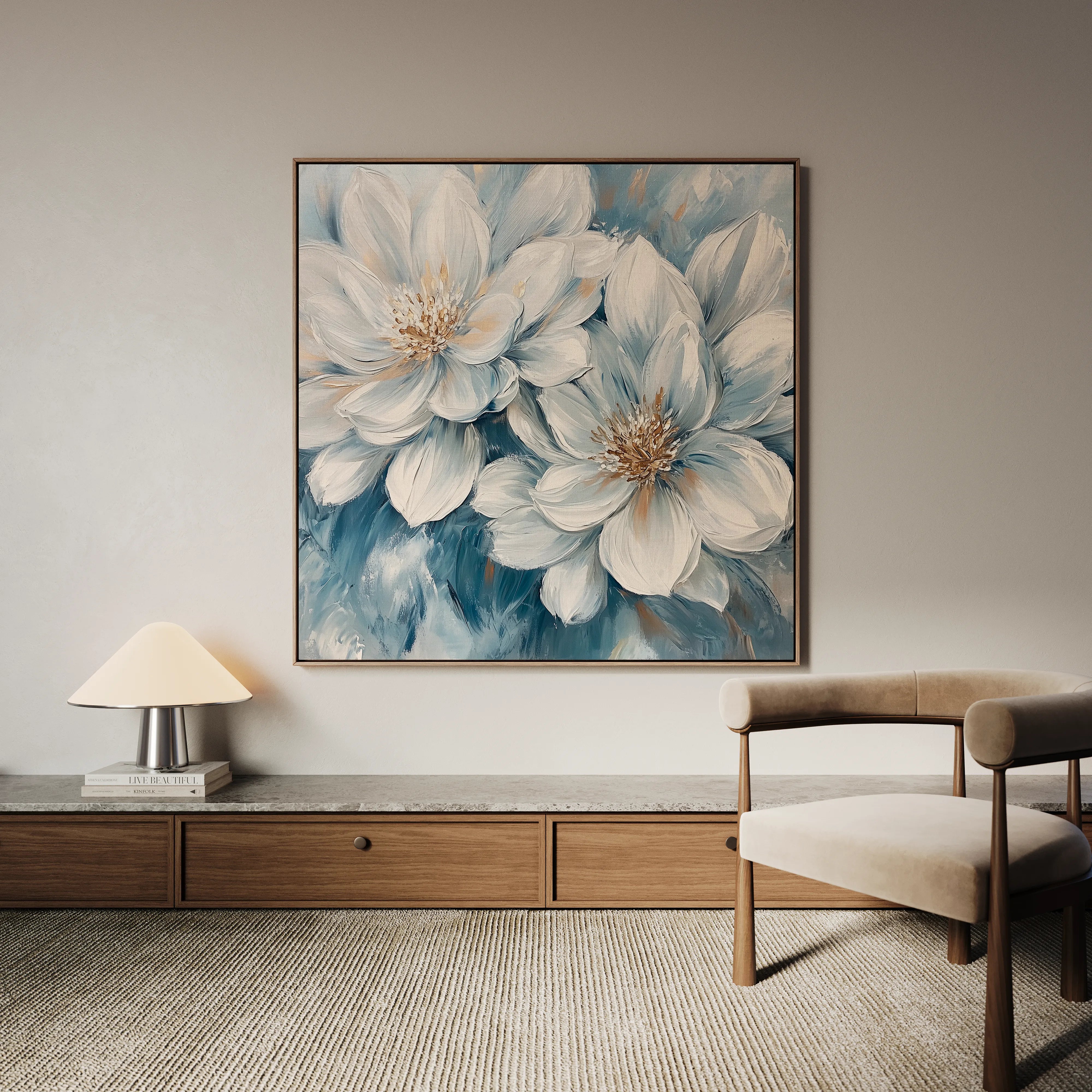 Floral 1349 Canvas Art 16" x 16" / 40 x 40 cm / Black
