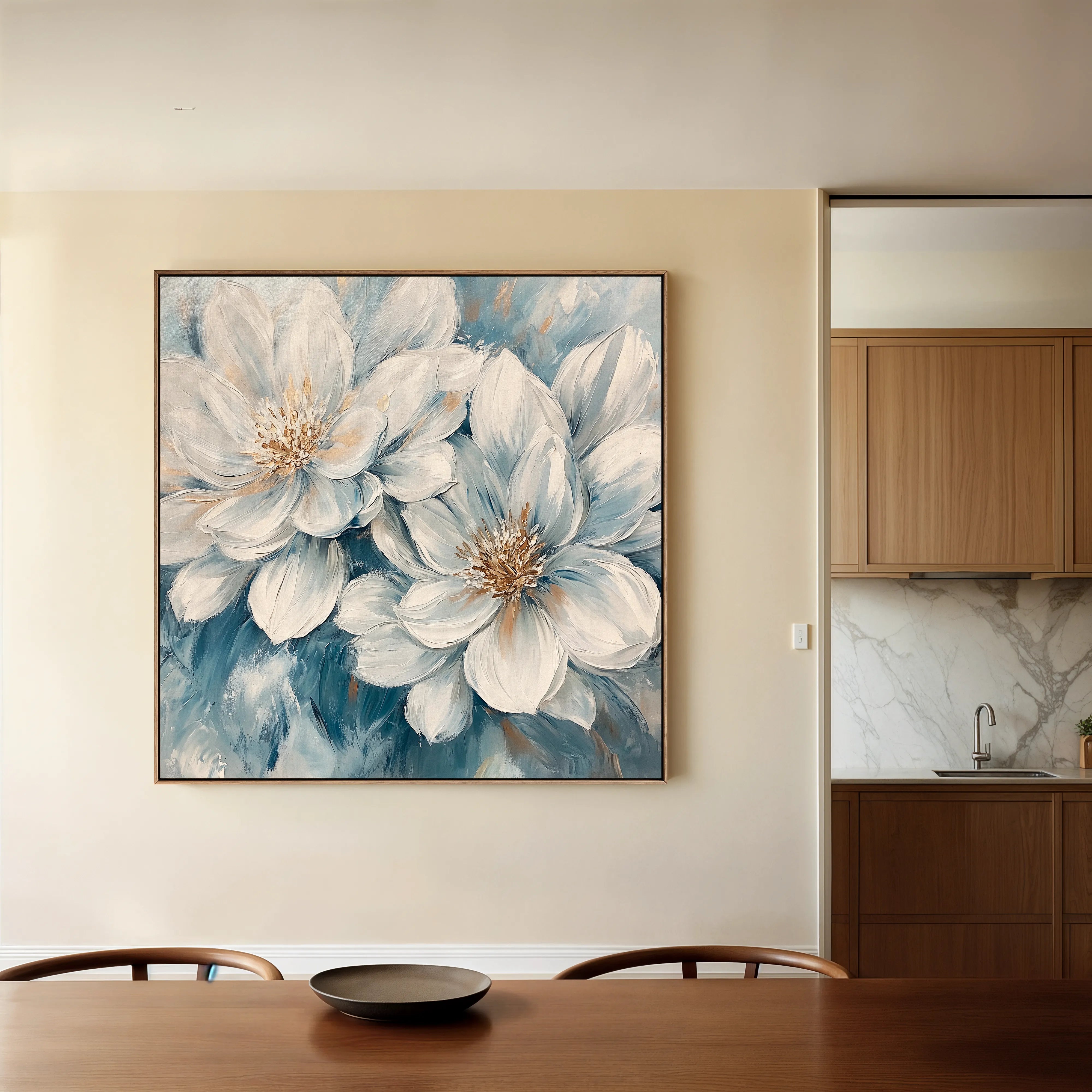 Floral 1349 Canvas Art 16" x 16" / 40 x 40 cm / Black