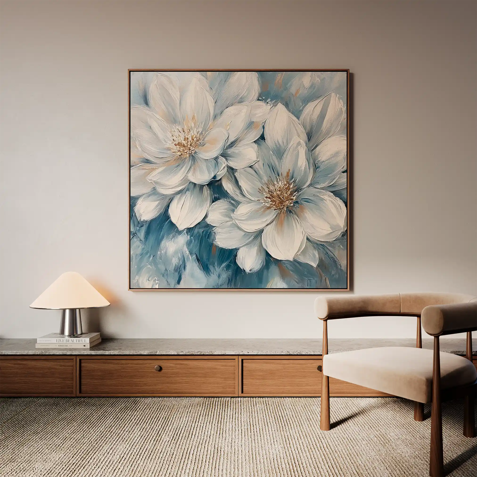 Floral 1349 Canvas Art 60 x 60 cm / Black