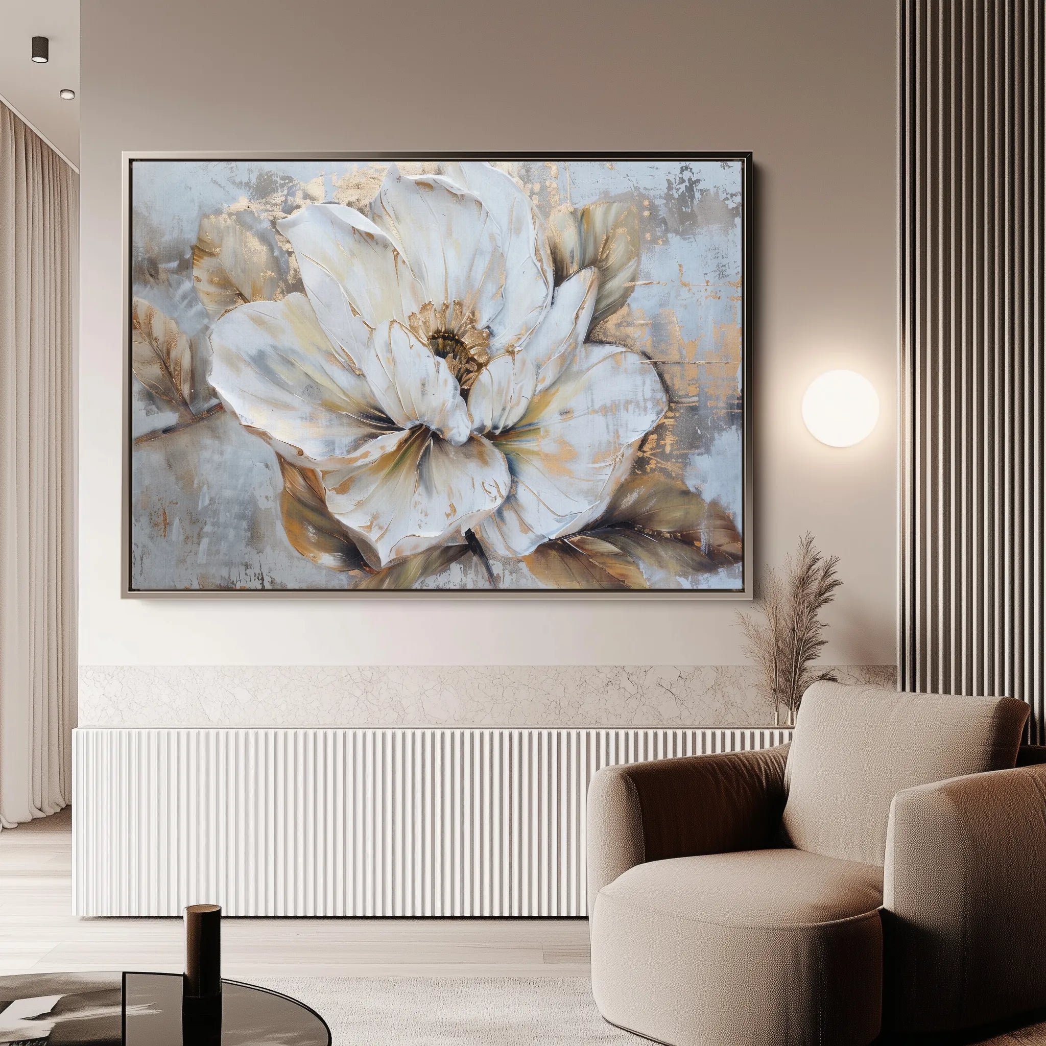 Floral 135 Canvas Art 18" x 24" / 45 x 60 cm / Black
