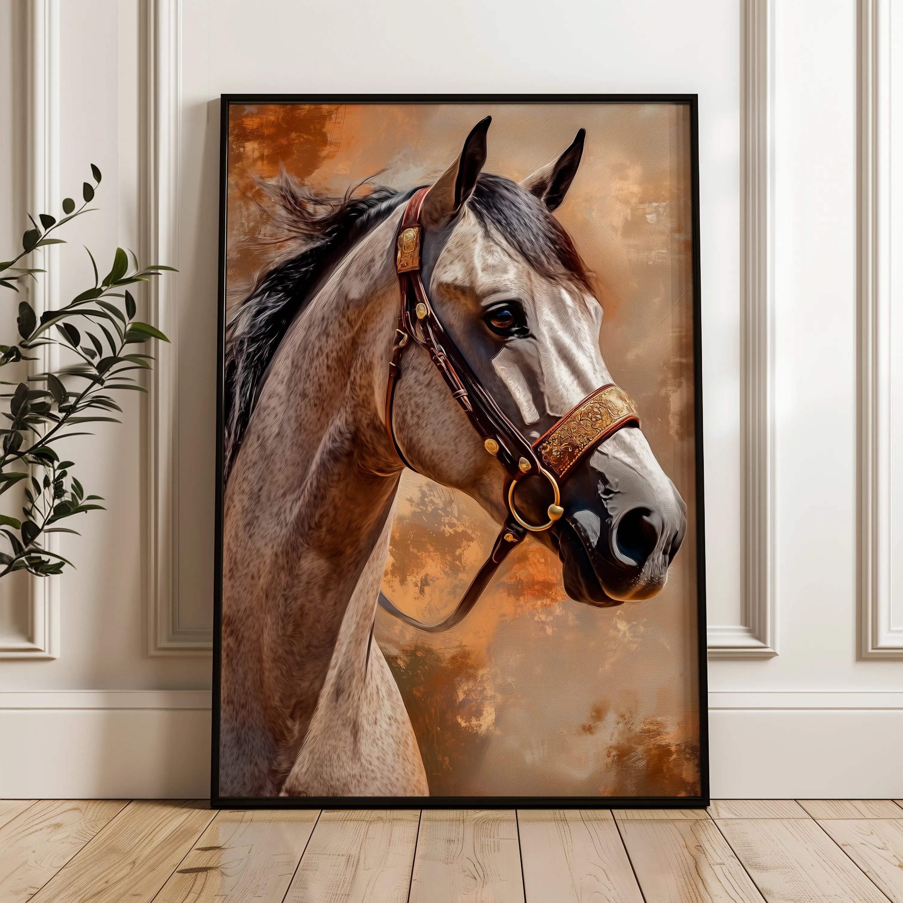 Horses 135 Canvas Art 18" x 24" / 45 x 60 cm / Black