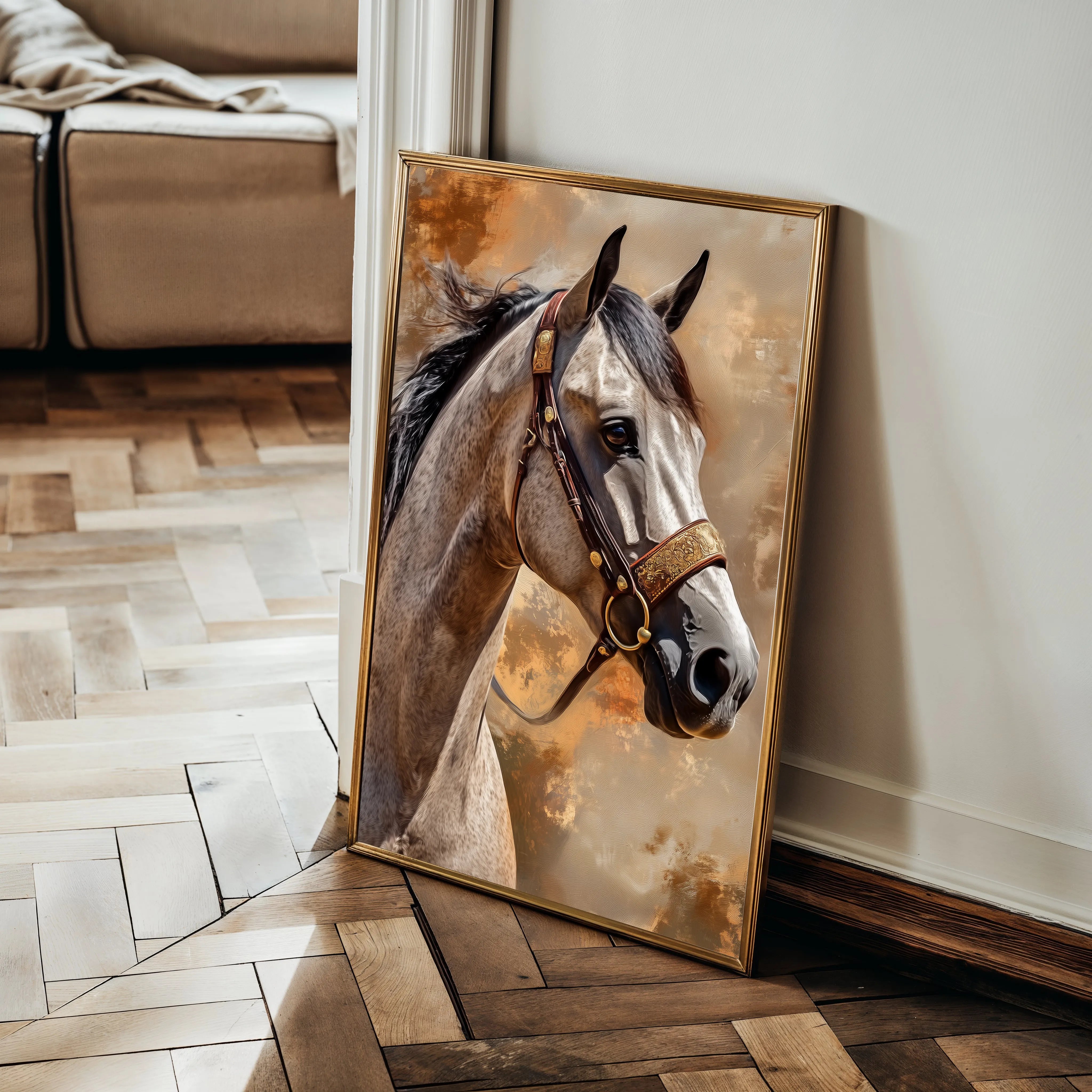 Horses 135 Canvas Art 18" x 24" / 45 x 60 cm / Black