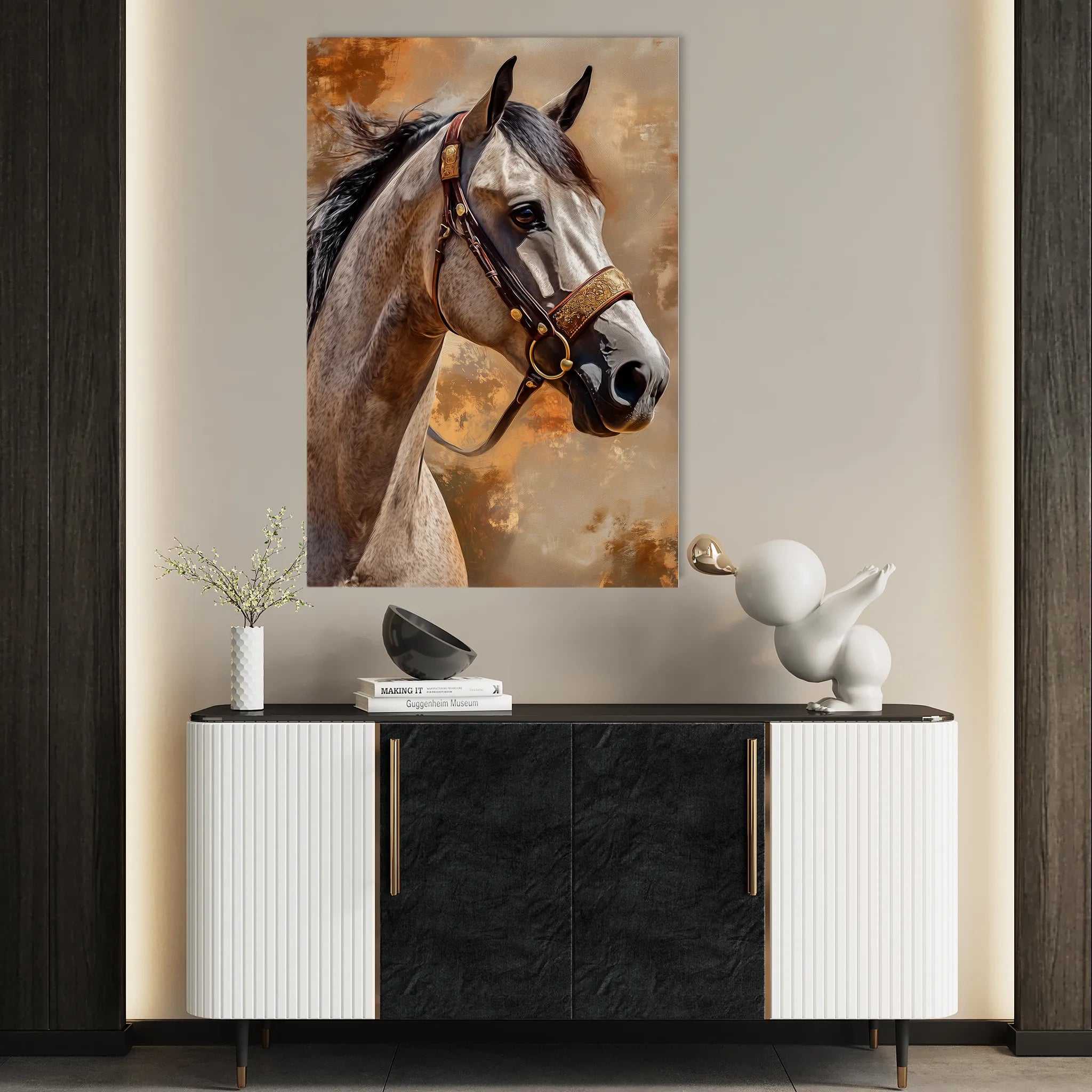 Horses 135 Canvas Art 18" x 24" / 45 x 60 cm / Black