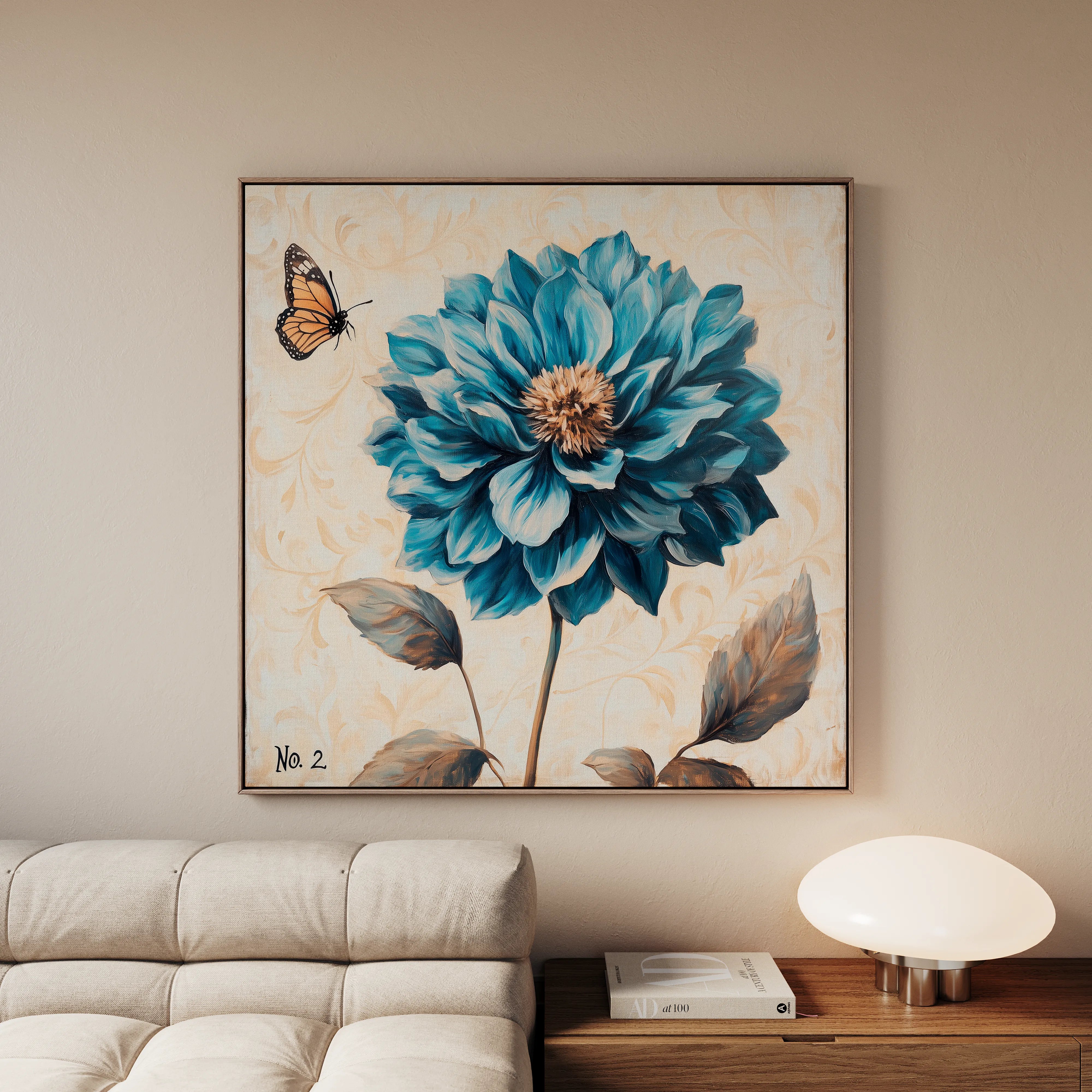 Floral 1350 Canvas Art 16" x 16" / 40 x 40 cm / Black