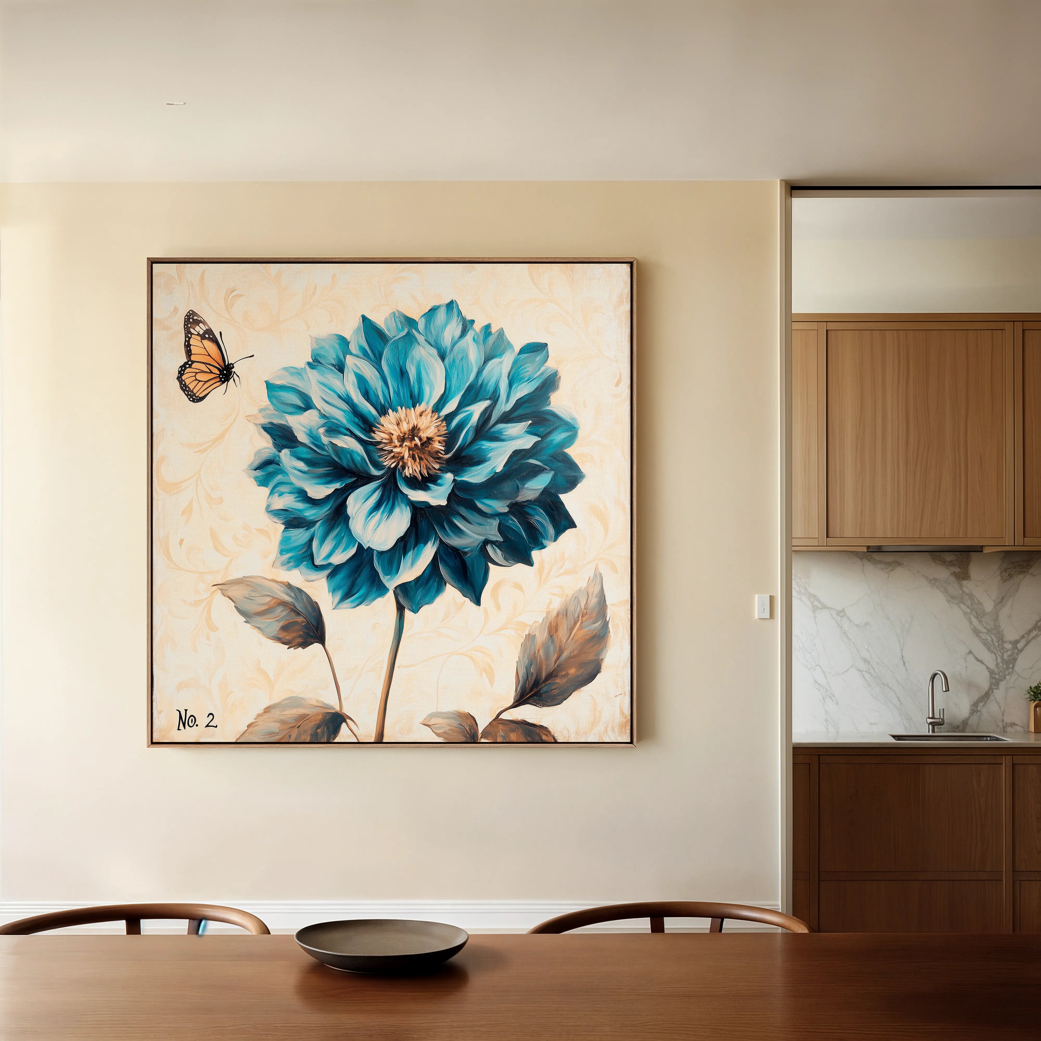 Floral 1350 Canvas Art 16" x 16" / 40 x 40 cm / Black