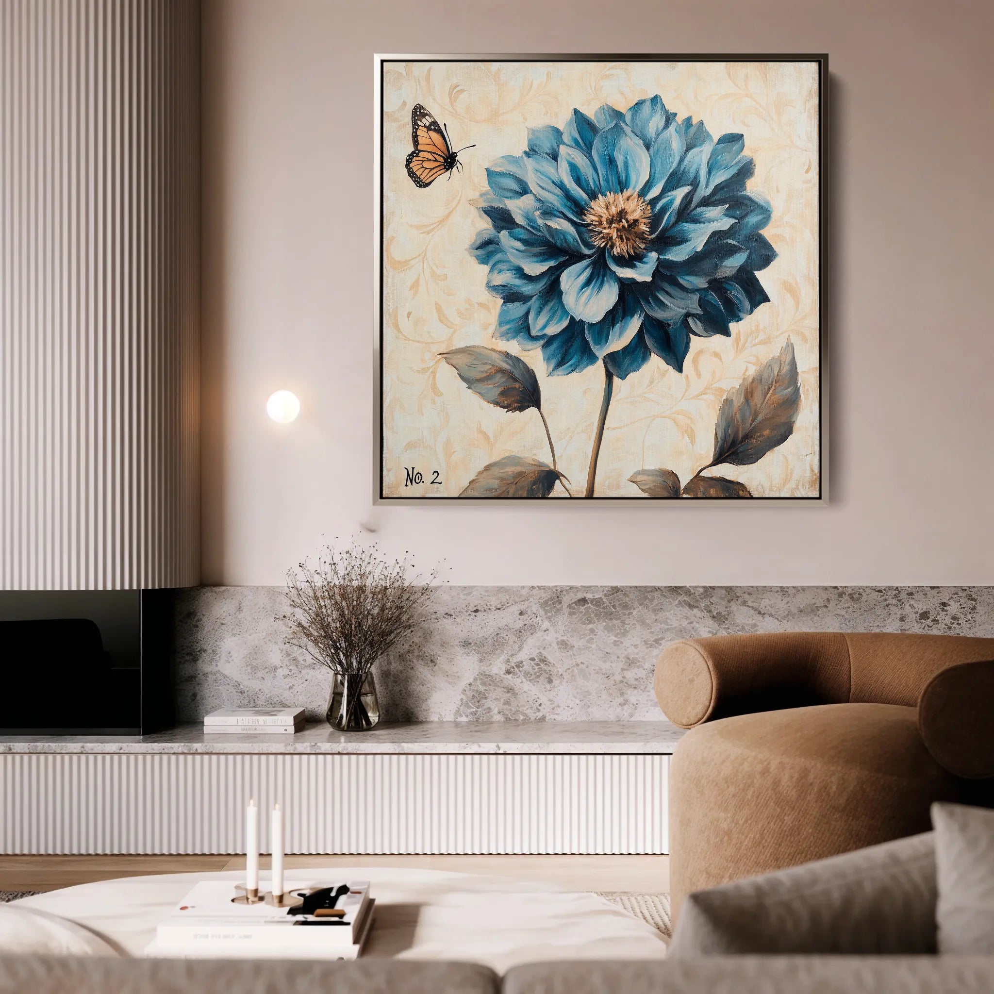 Floral 1350 Canvas Art 16" x 16" / 40 x 40 cm / Black