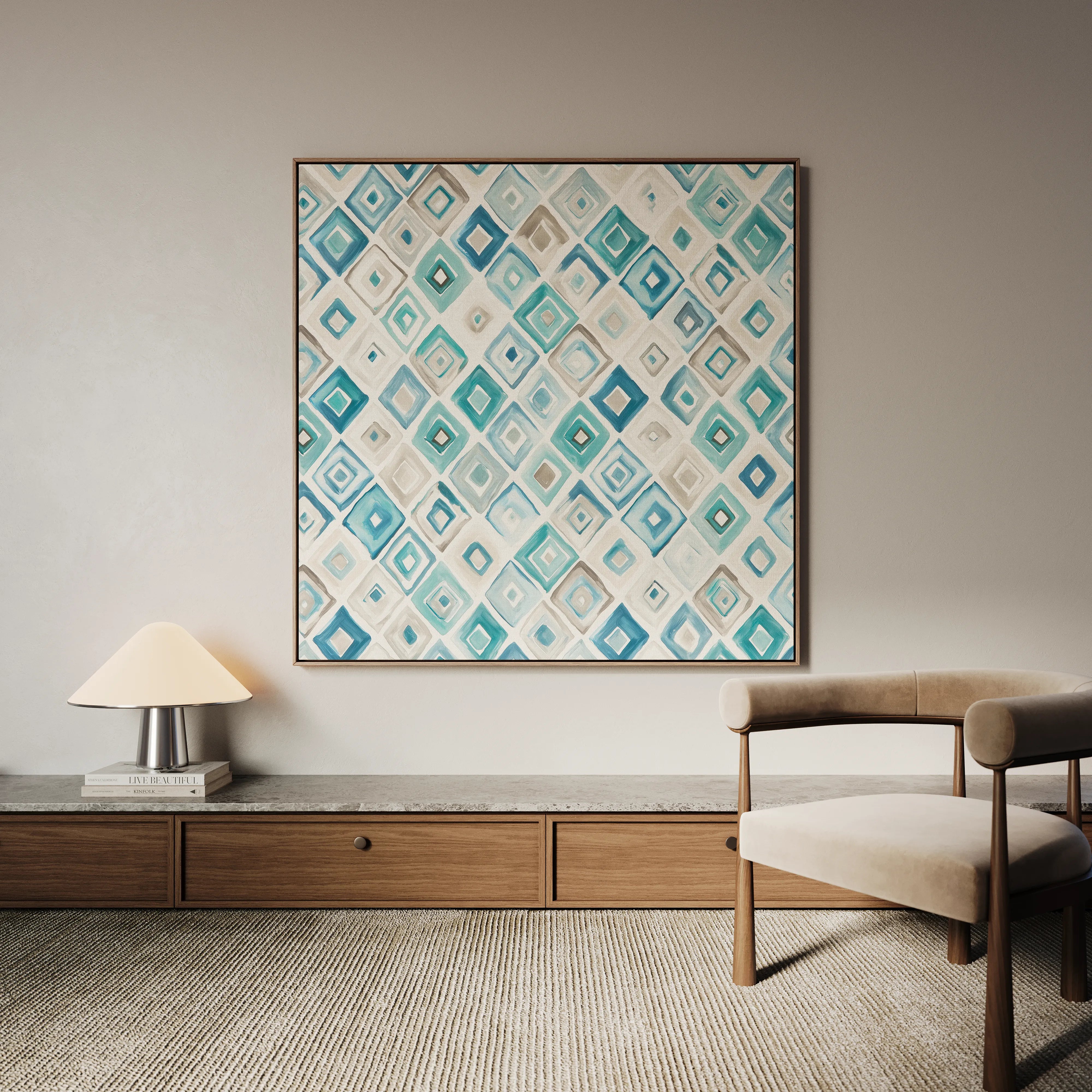 Abstract 1351 Canvas Art 16" x 16" / 40 x 40 cm / Black
