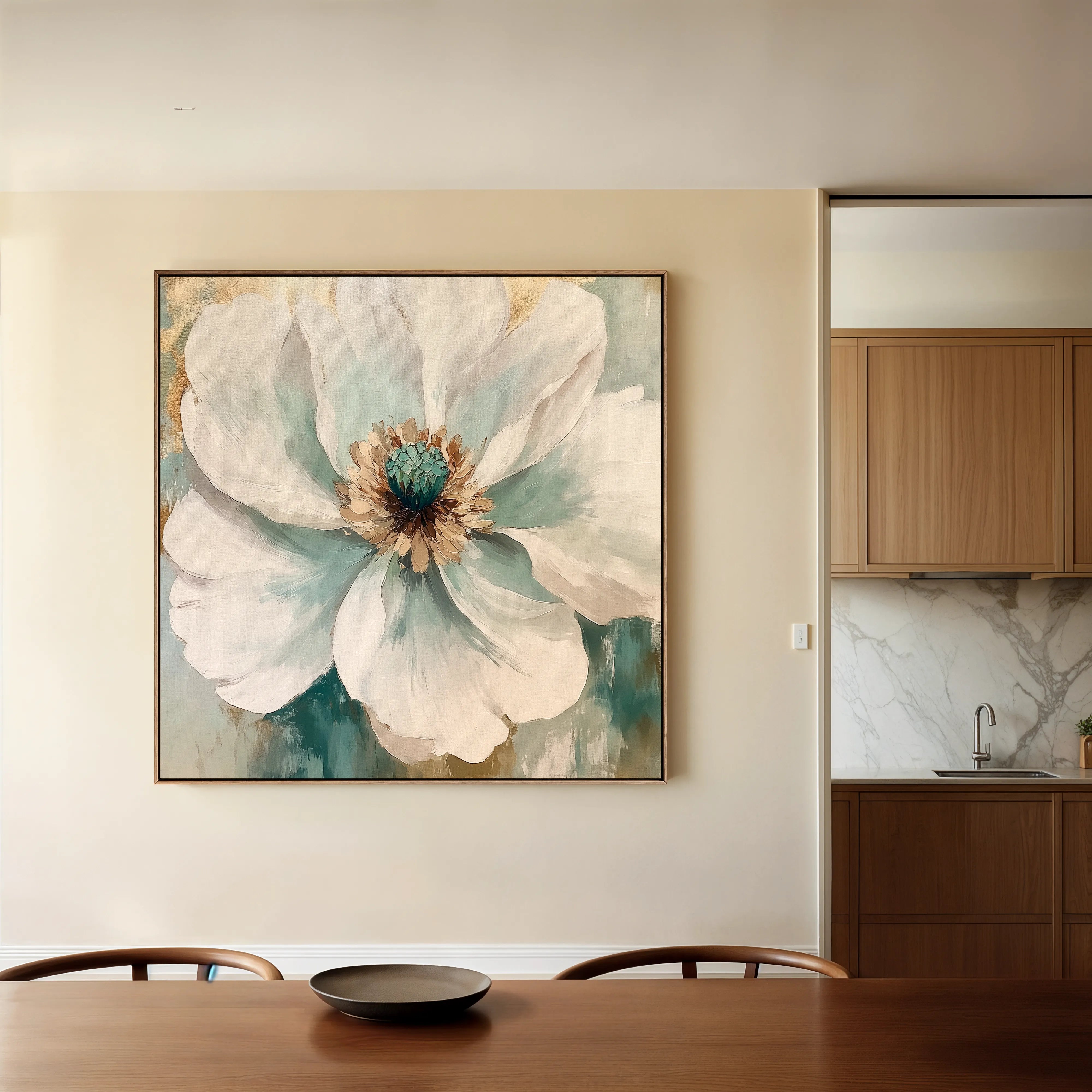 Floral 1351 Canvas Art 16" x 16" / 40 x 40 cm / Black