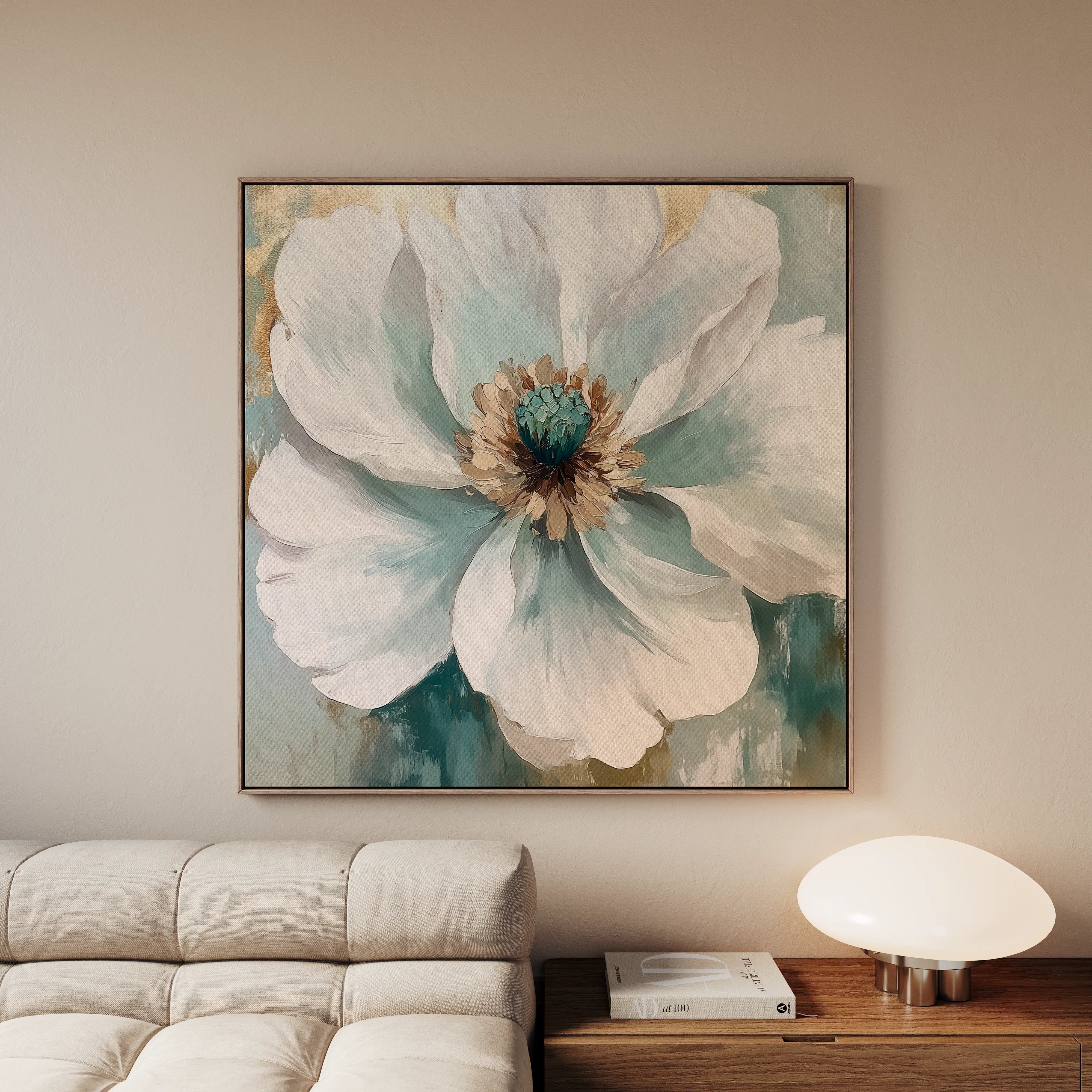 Floral 1351 Canvas Art 16" x 16" / 40 x 40 cm / Black