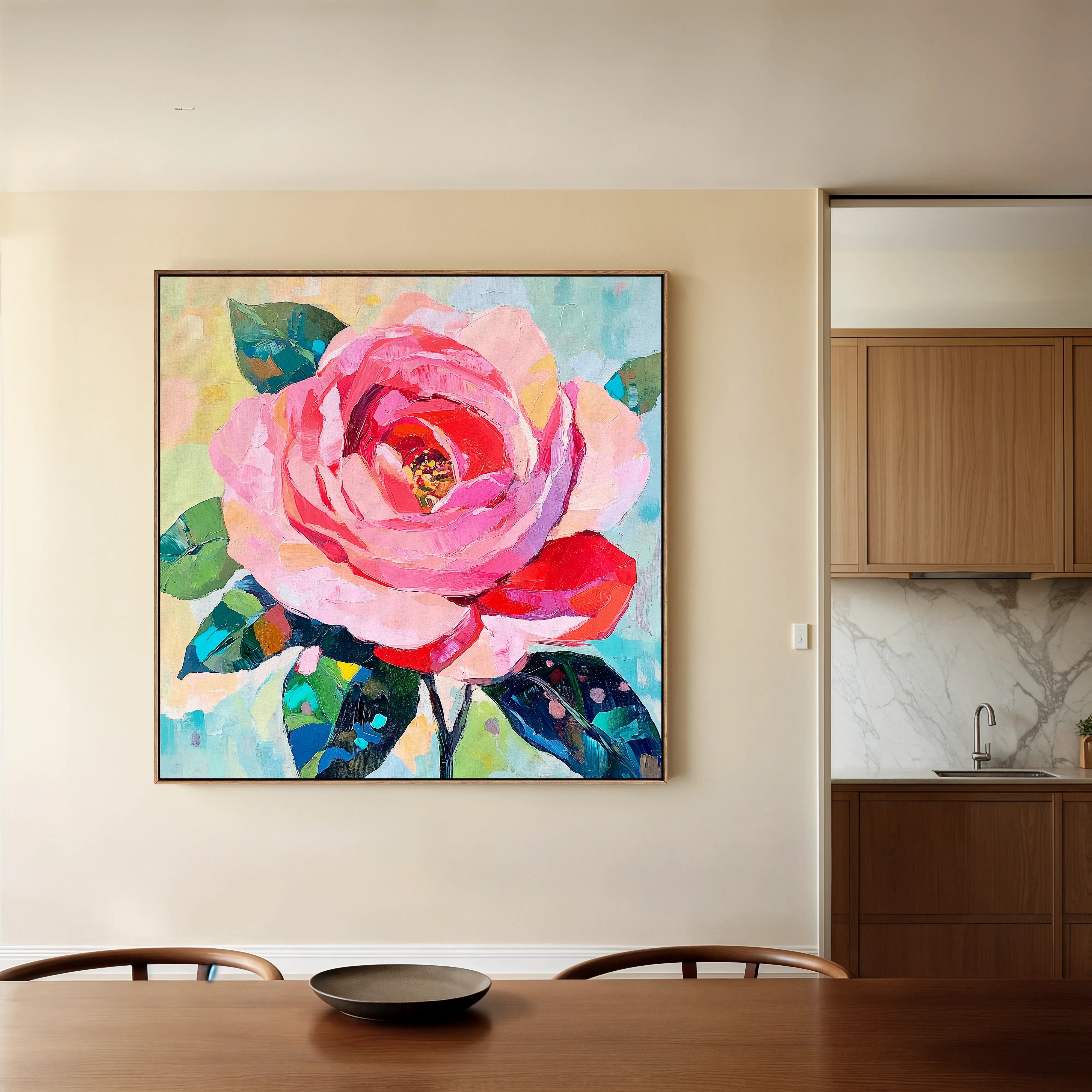 Floral 1352 Canvas Art 16" x 16" / 40 x 40 cm / Black